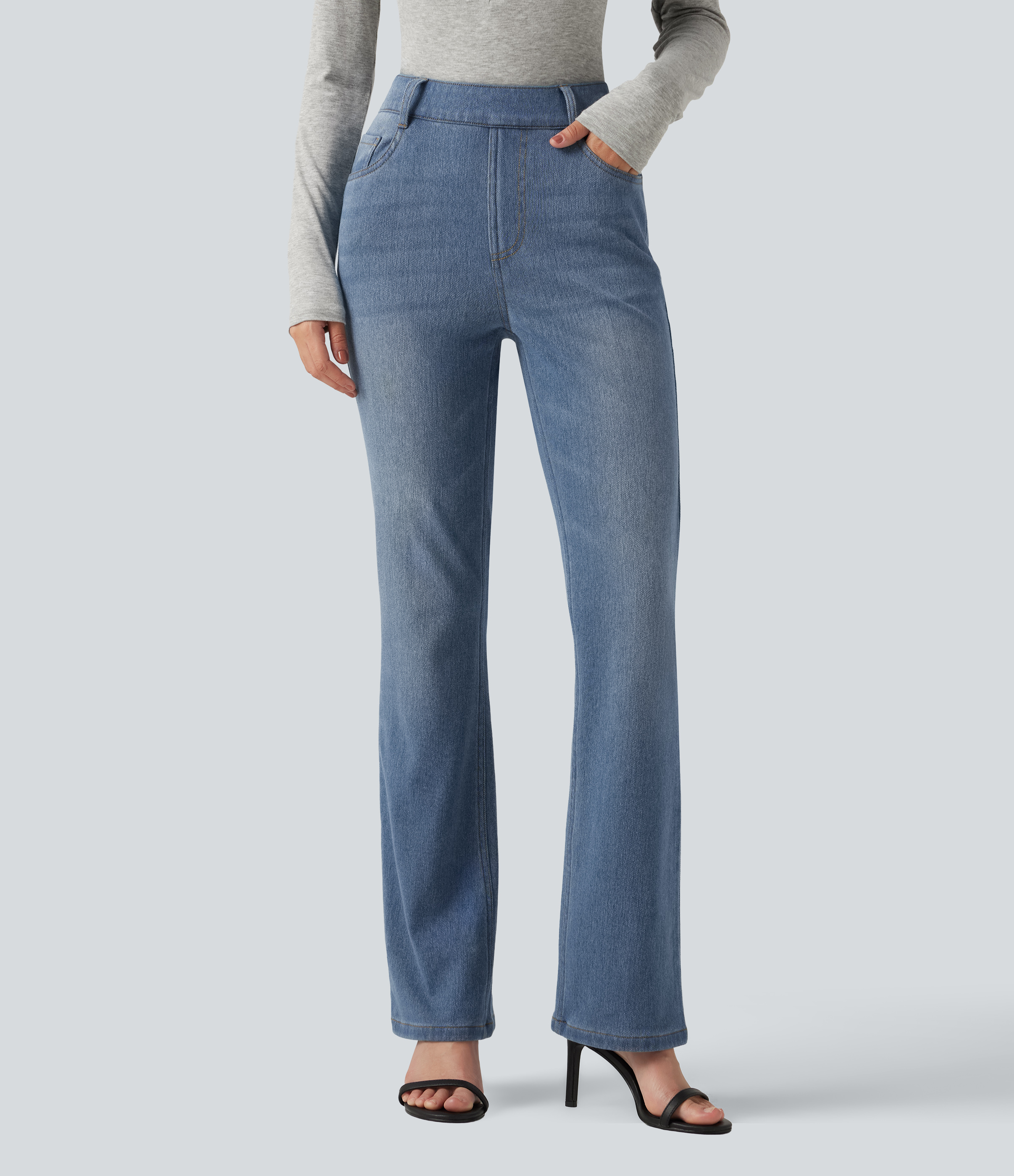 Halara Flex™ Denim Heat High Waisted Bootcut Casual Jeans with Pockets