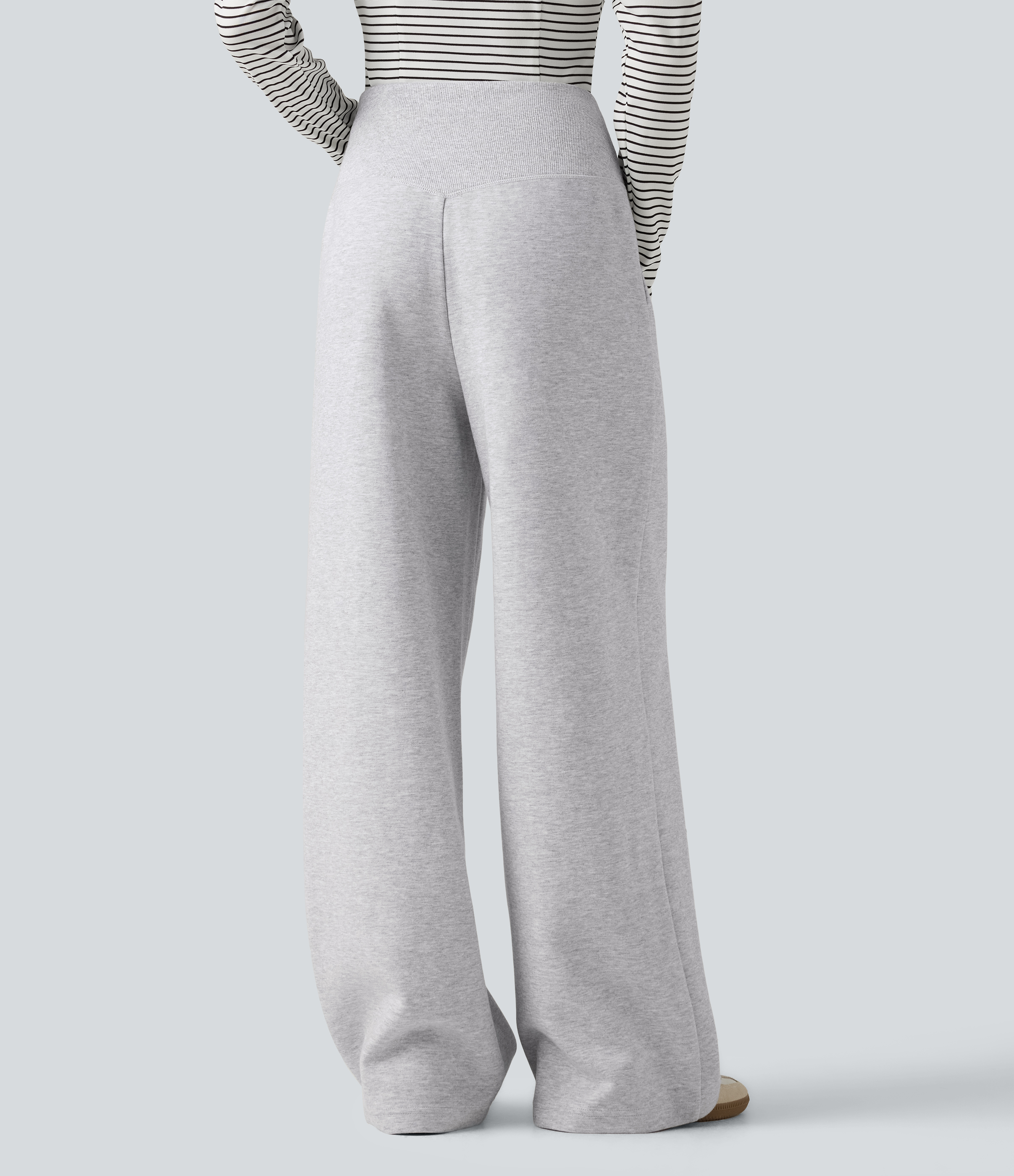 Hazy Day Grey High Waisted Wide Leg Casual Pants with Pockets / 2