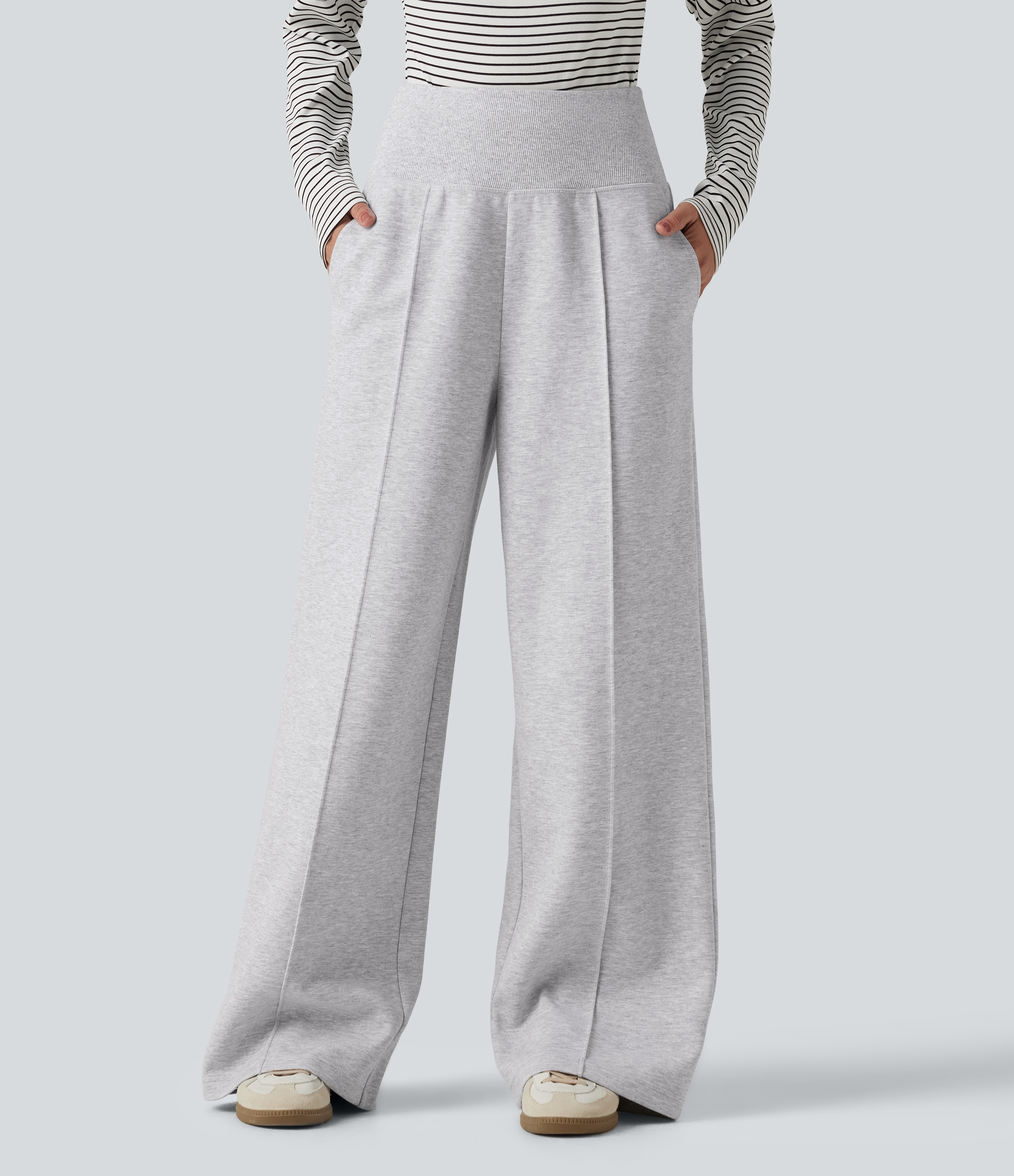 High Waisted Wide Leg Casual Pants with Pockets