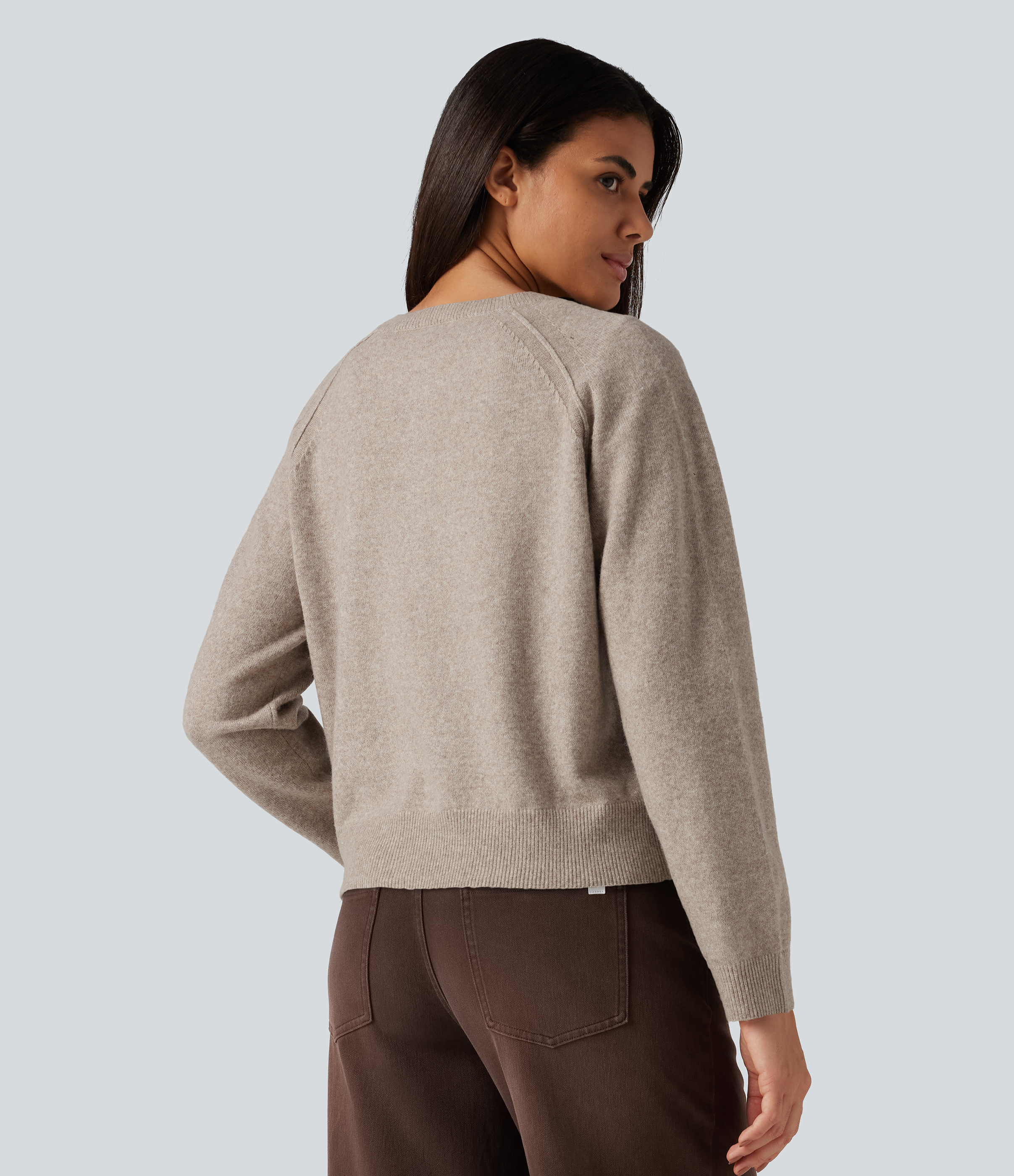 Oatstone Beige Pull décontracté à col Henley et manches longues / 2