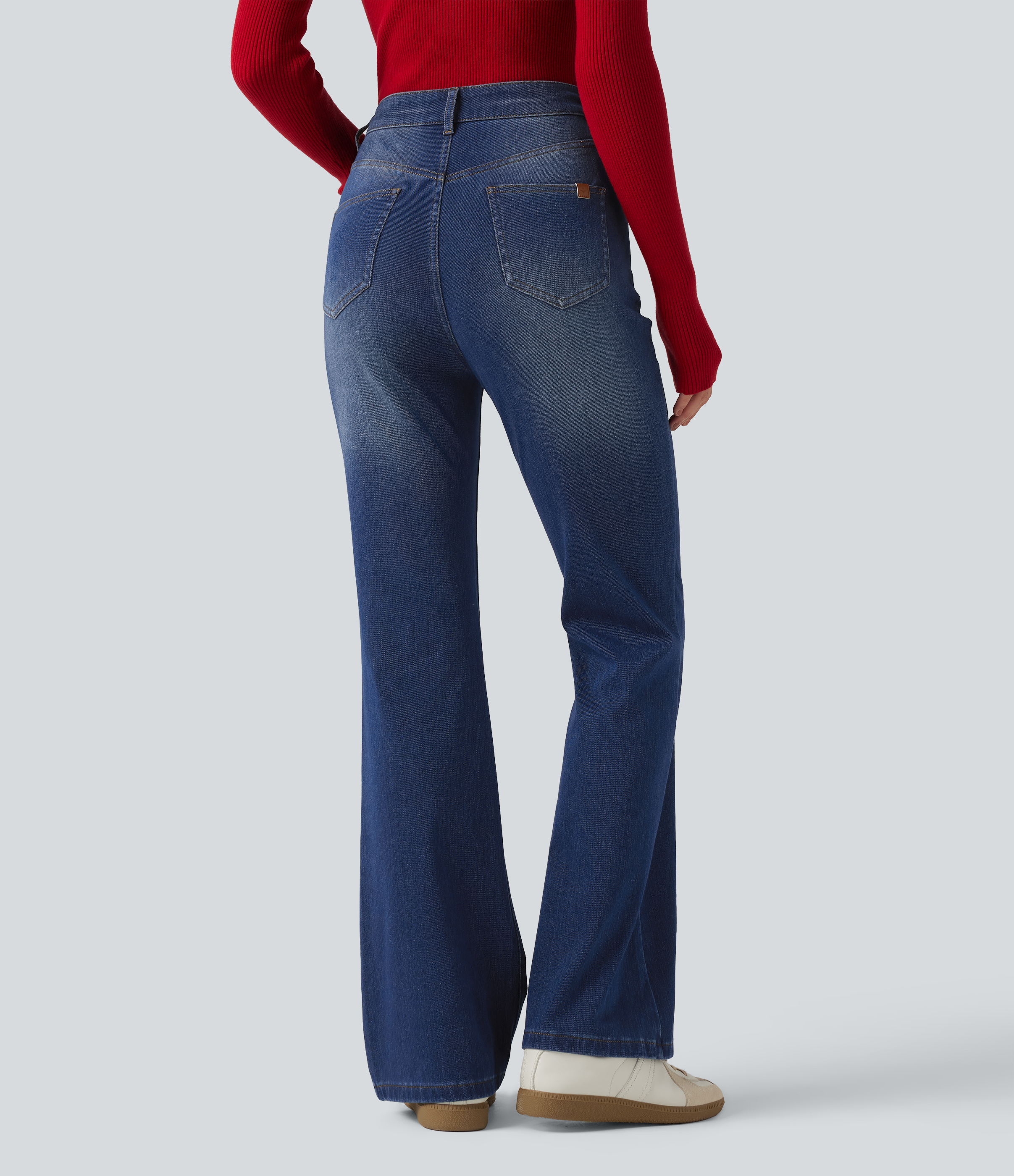 Tide Blue Denim Halara Flex™ - Bootcut-Jeans mit hohem Bund und mehreren Taschen / 2