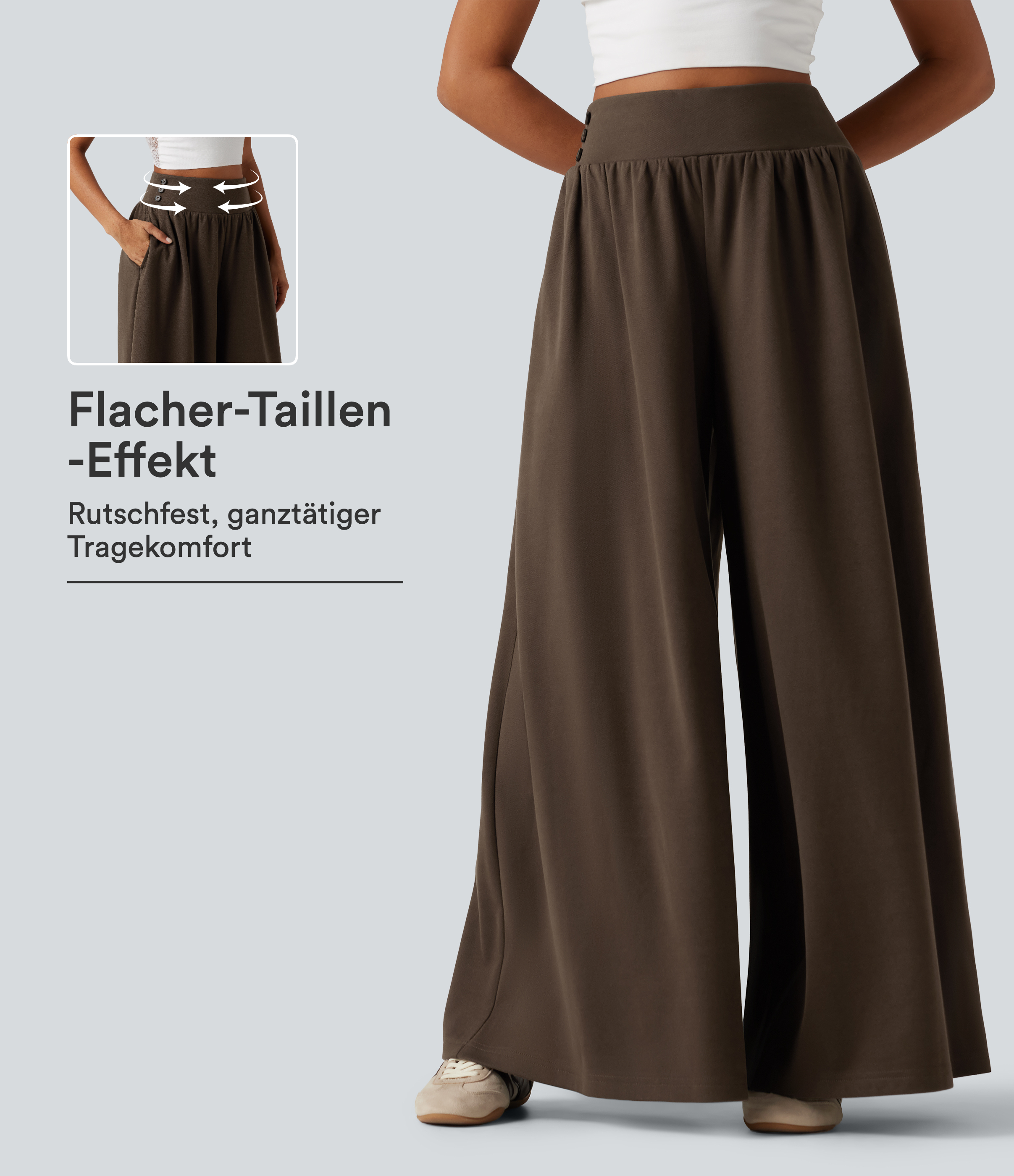 Demitasse Lässige Baggy-Hose mit hohem Bund, Seitentaschen und Bauchkontrolle / 1