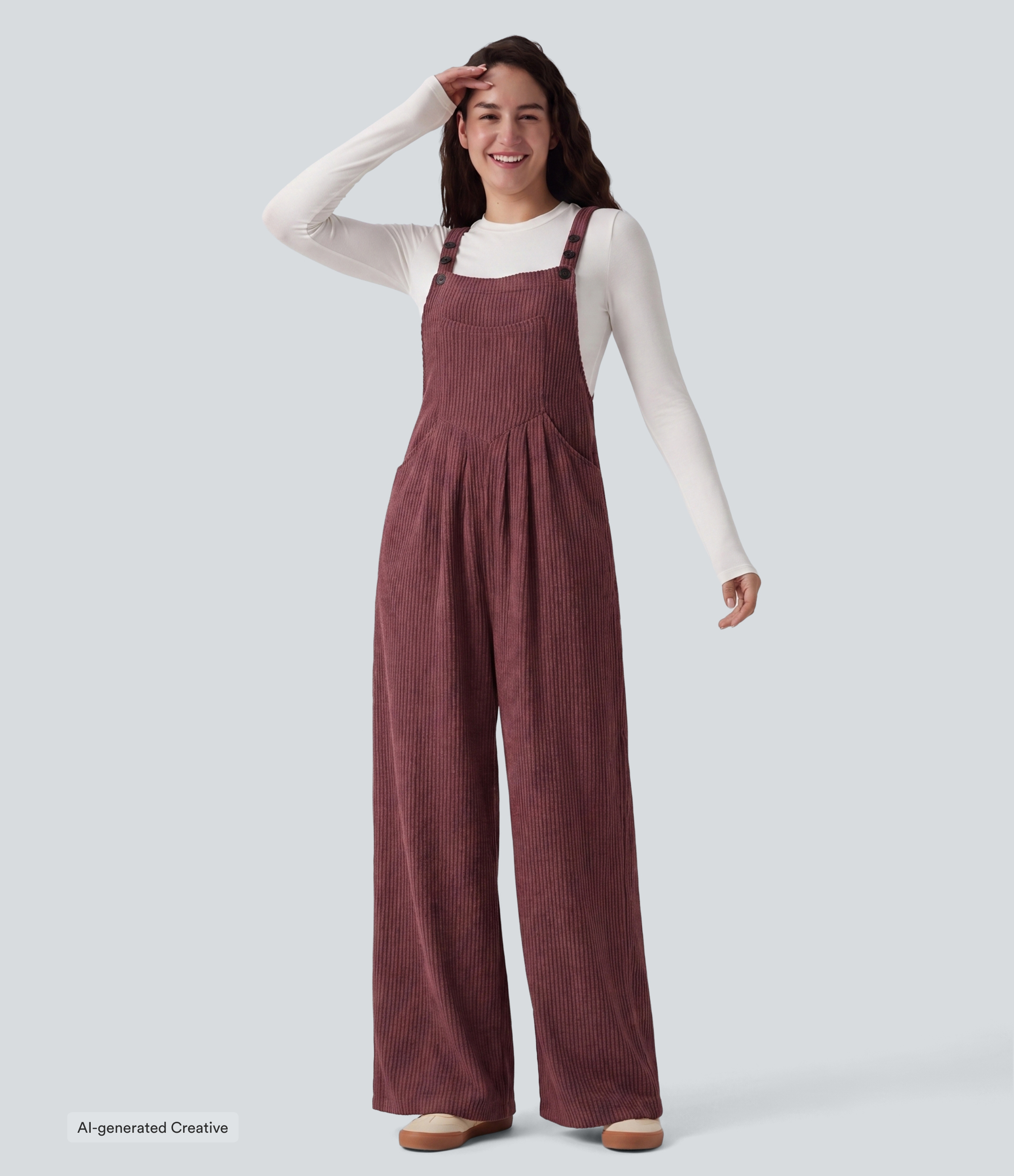 Ribbed Knit Casual Overalls with Pockets