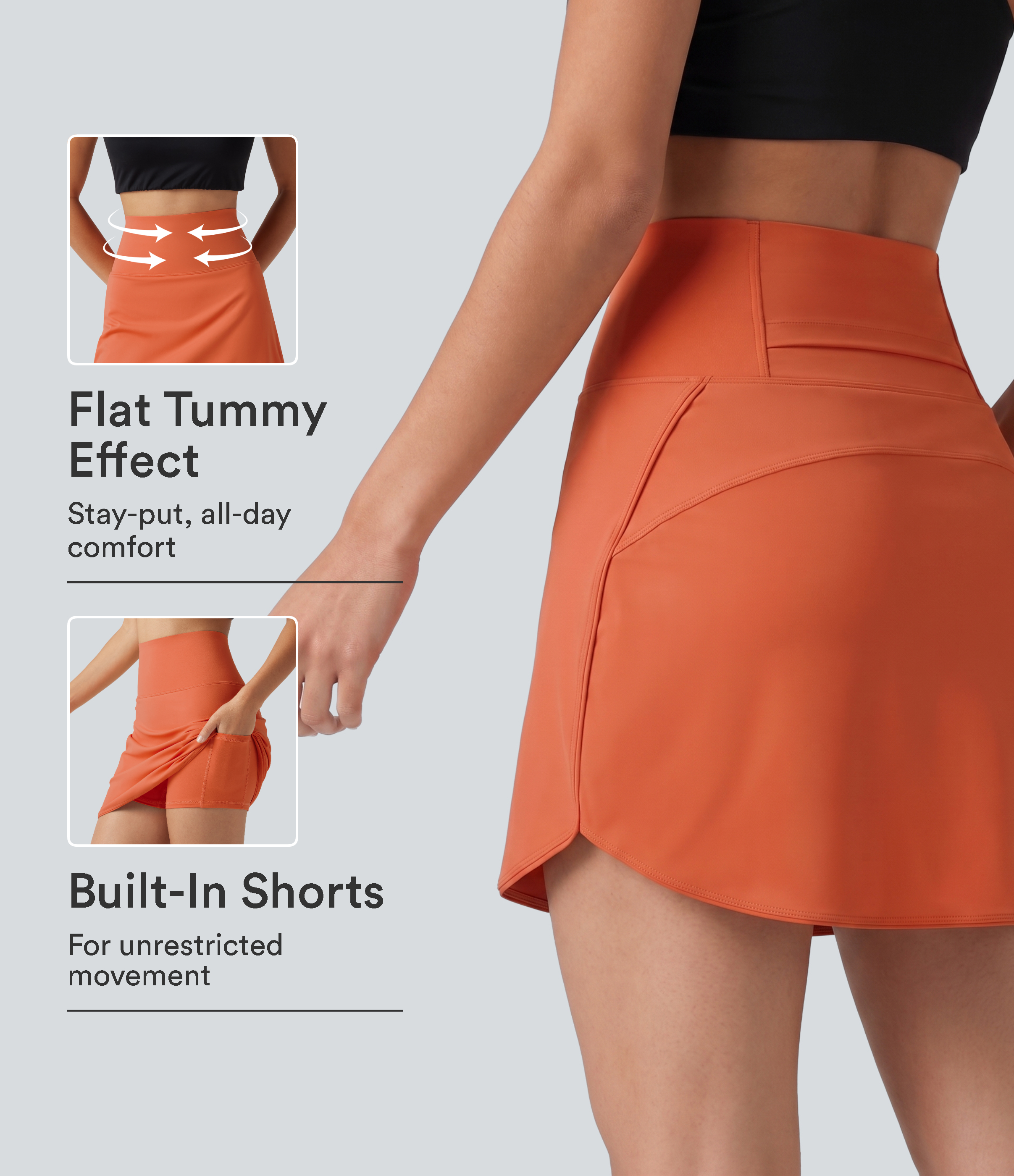 SoftlyZero™ Airy Super High Waisted Tummy Control Curved Hem 2-in-1 InstantCool Golf Mini Skirt with Pockets-Longer Length