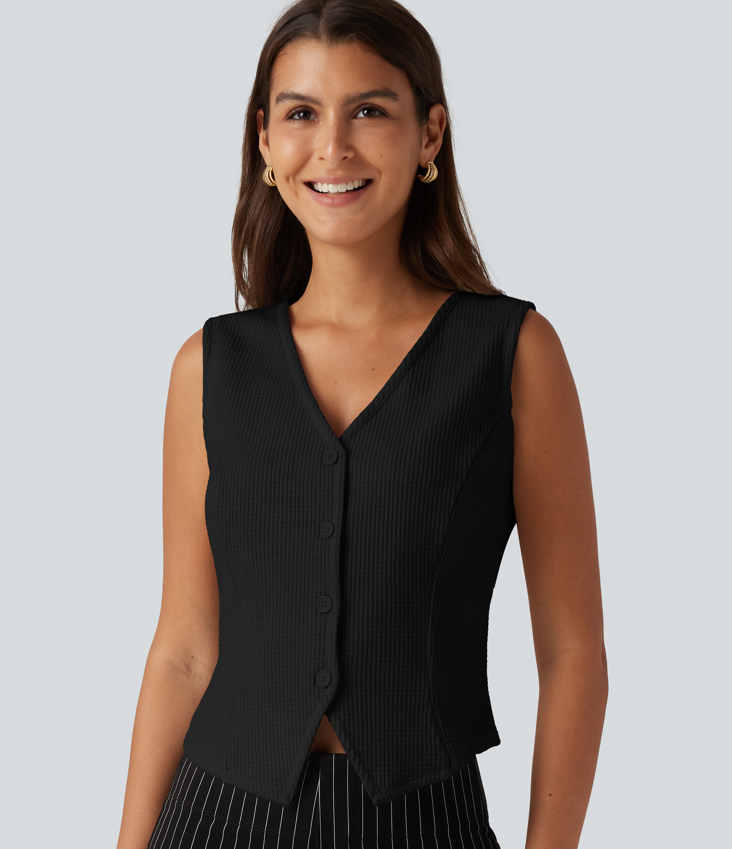 V Neck Waffle Work Vest