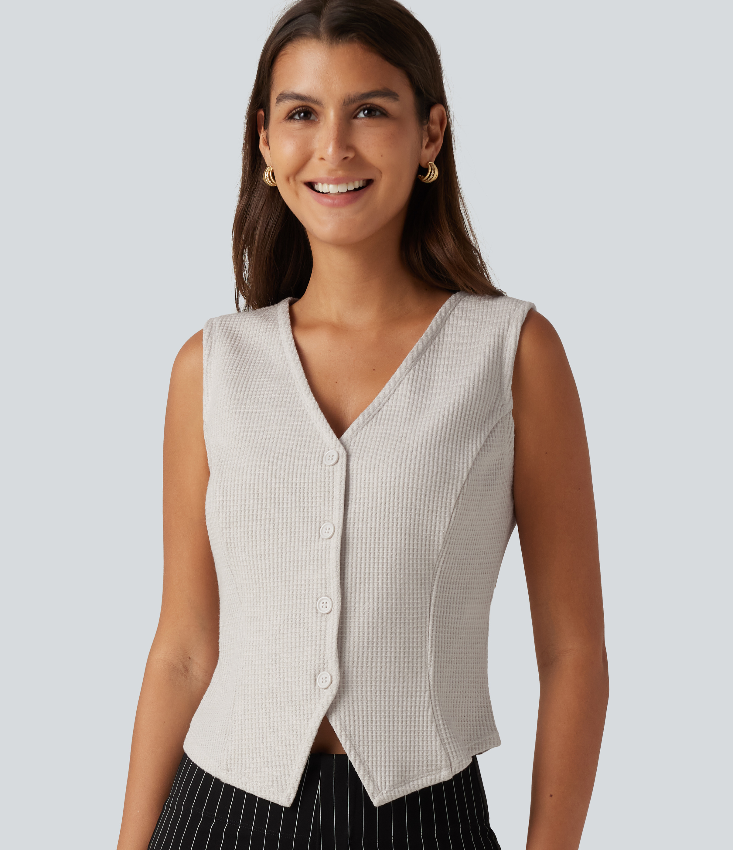 V Neck Waffle Work Vest