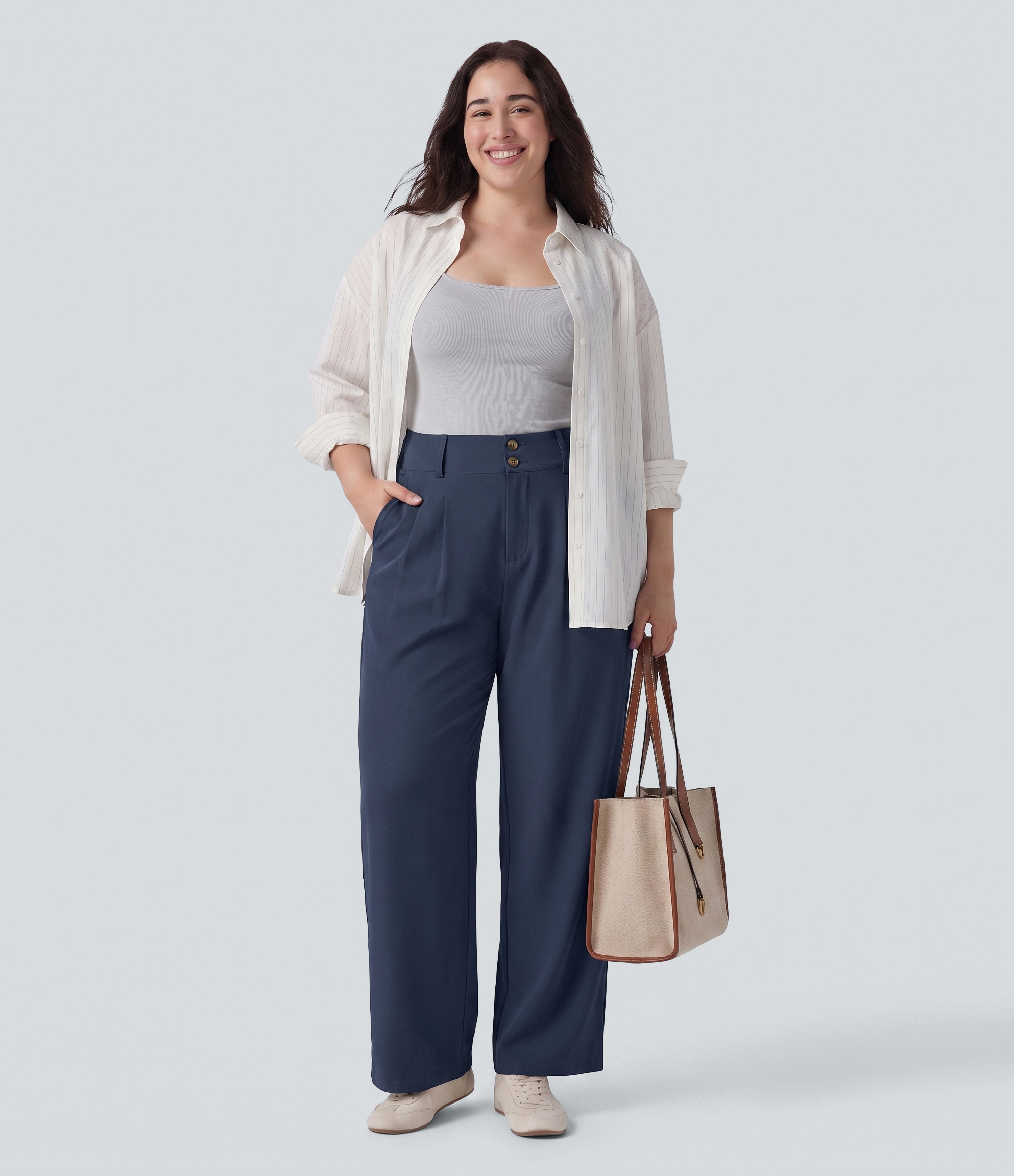 Harbor Ink Halara Flex™ - Schmal zulaufende Bürohose mit hohem Bund, Seitentaschen und Waffelstoff - Plus Size / 2