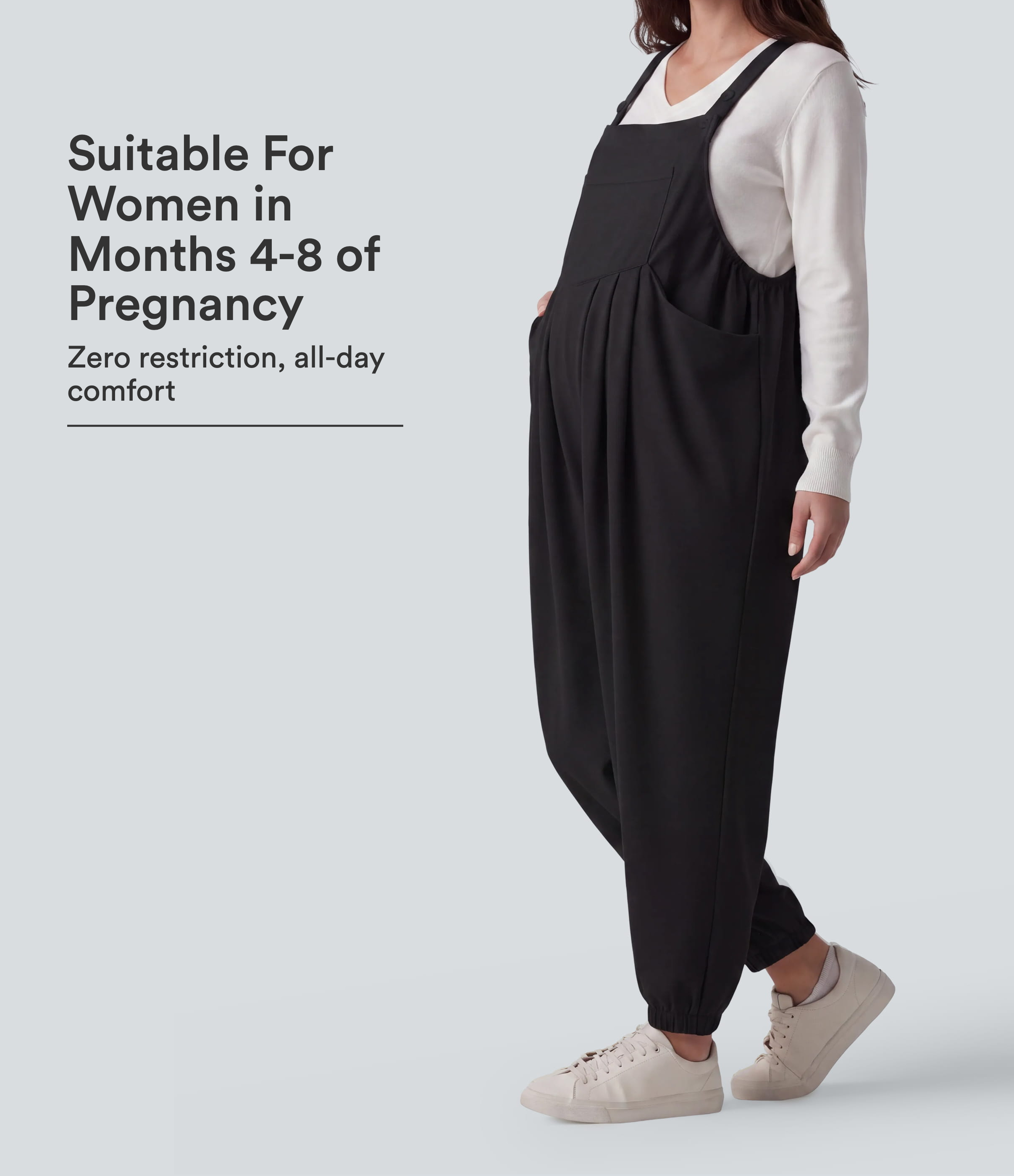 Waffle Casual Maternity Jogger Overalls with Pockets