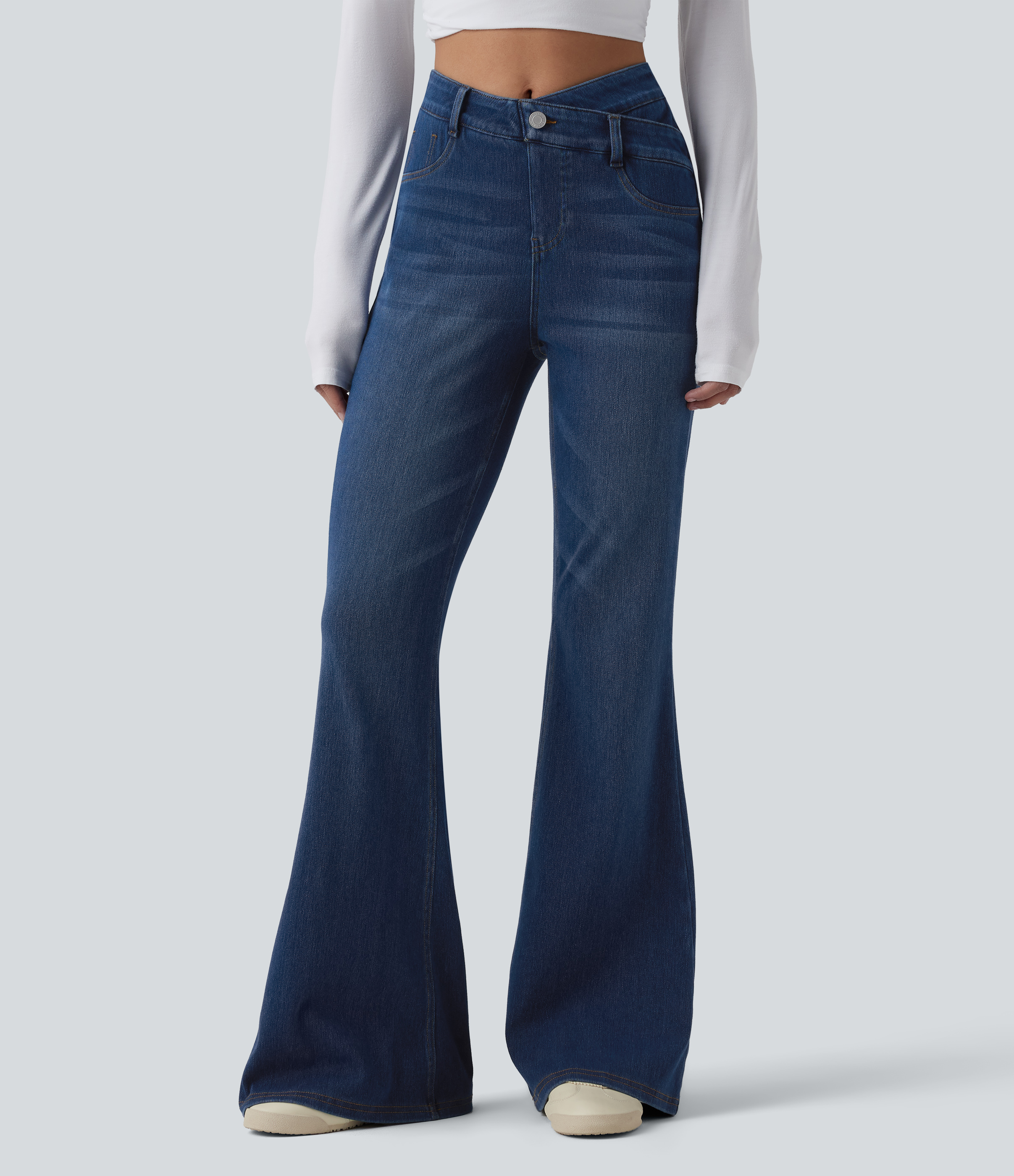 Jean Halara Flex™ taille haute croisé gainant bootcut décontracté avec poches