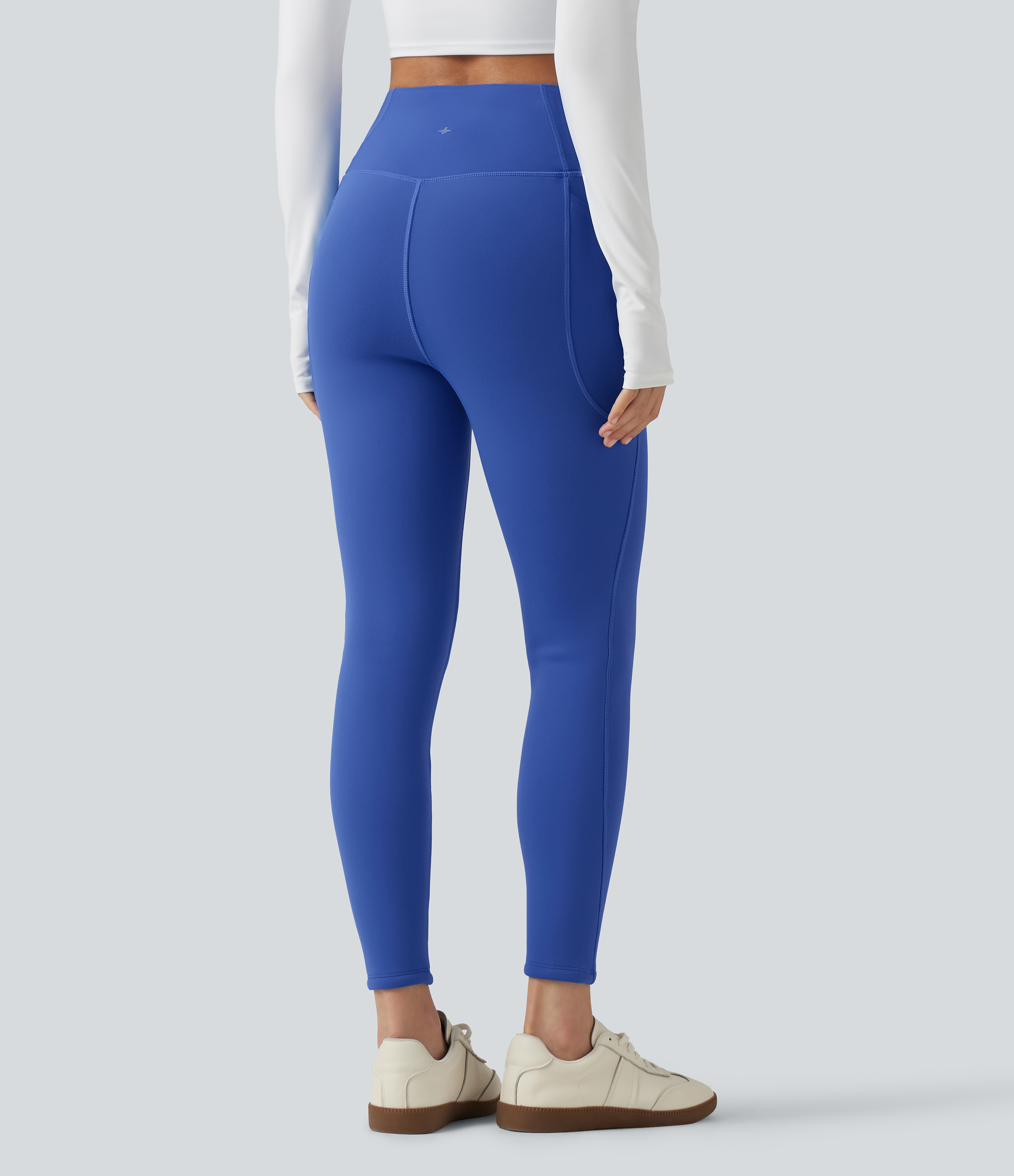 Beaucoup Blue SoftlyZero™ leggings da yoga in pile con vita alta incrociata e tasche / 2