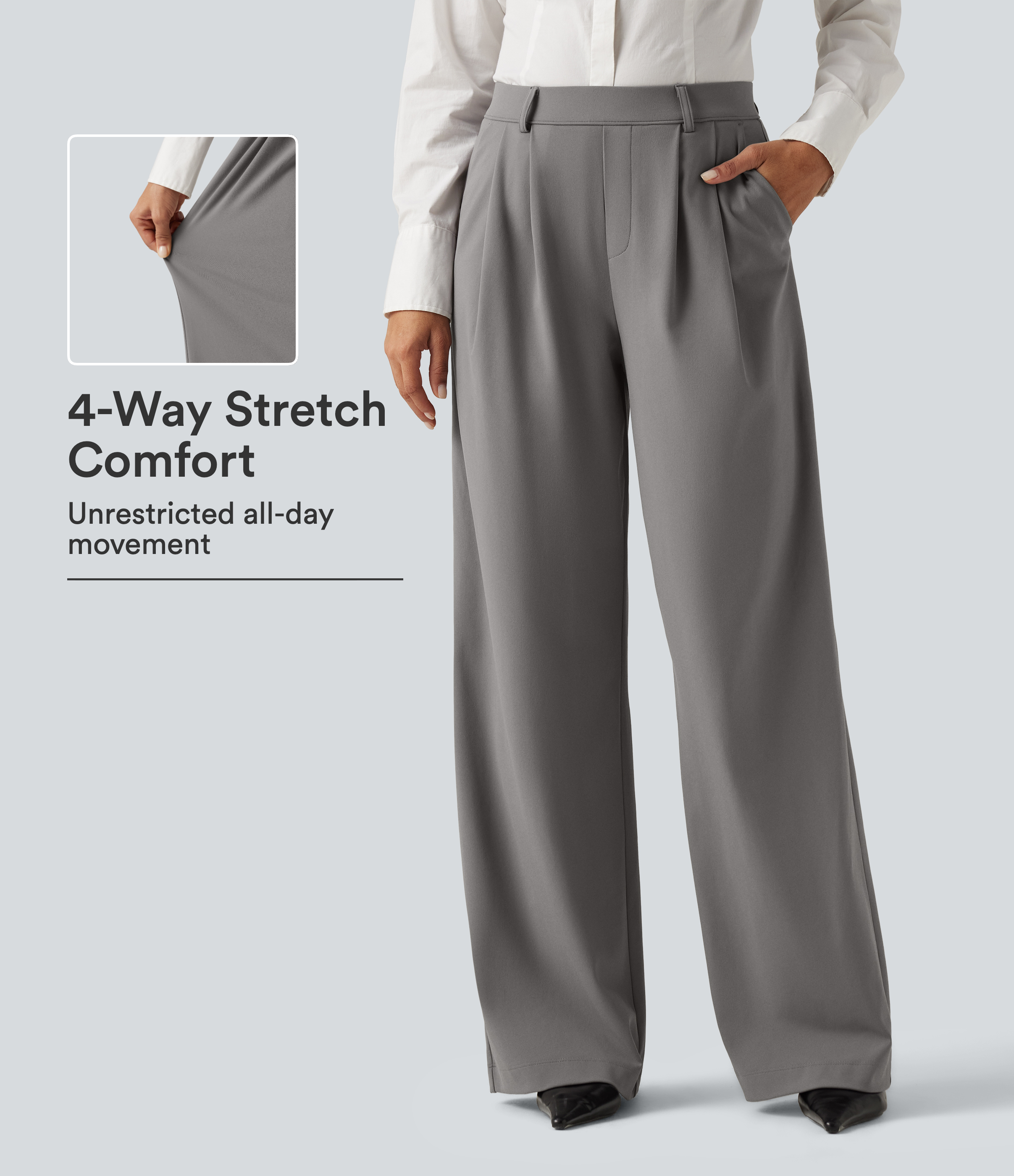 Halara Flex™ DayStretch High Waisted Pleated Wide Leg Work Pants with Pockets