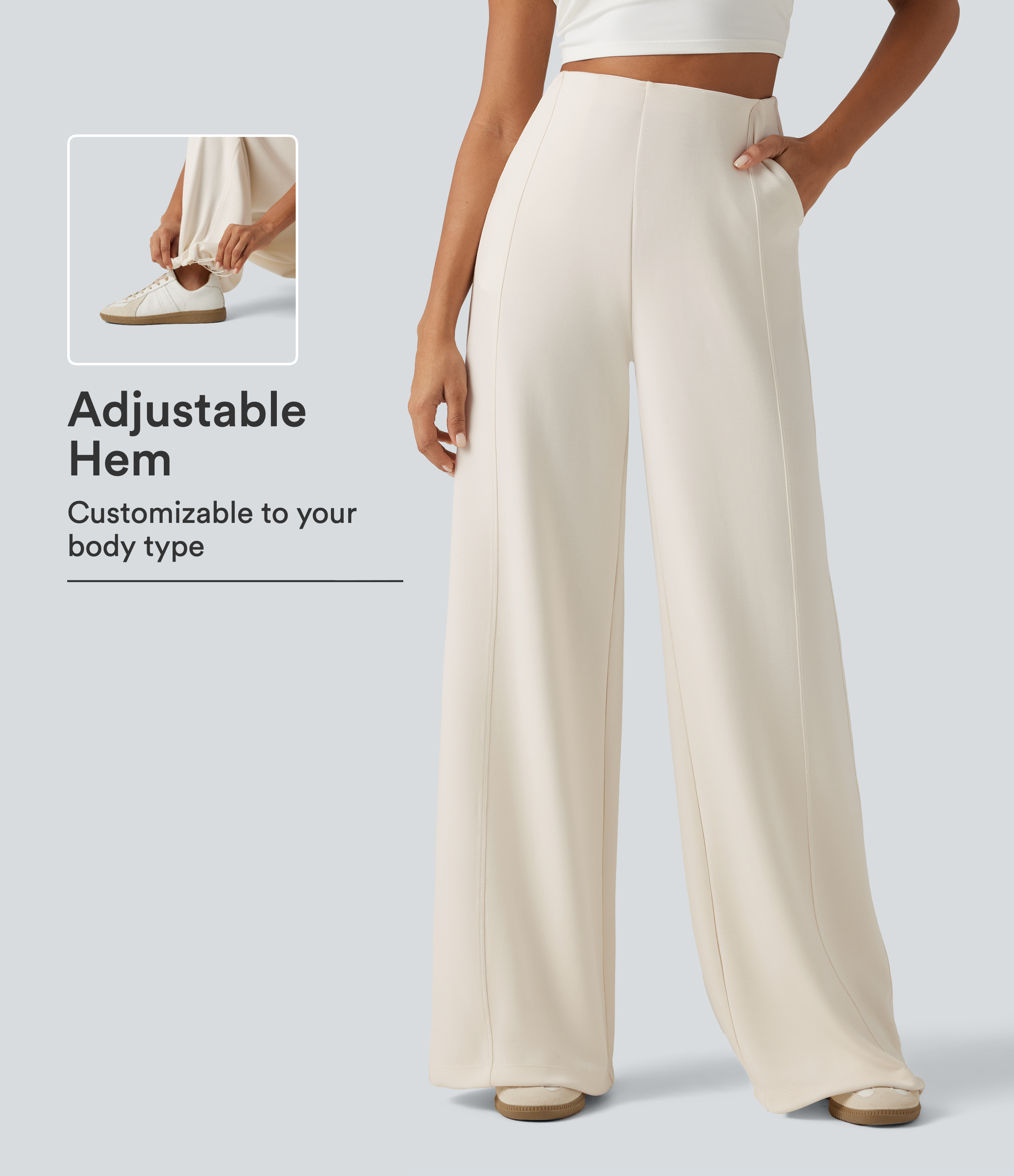 High Waisted Wide Leg Casual Sweatpants with Pockets
