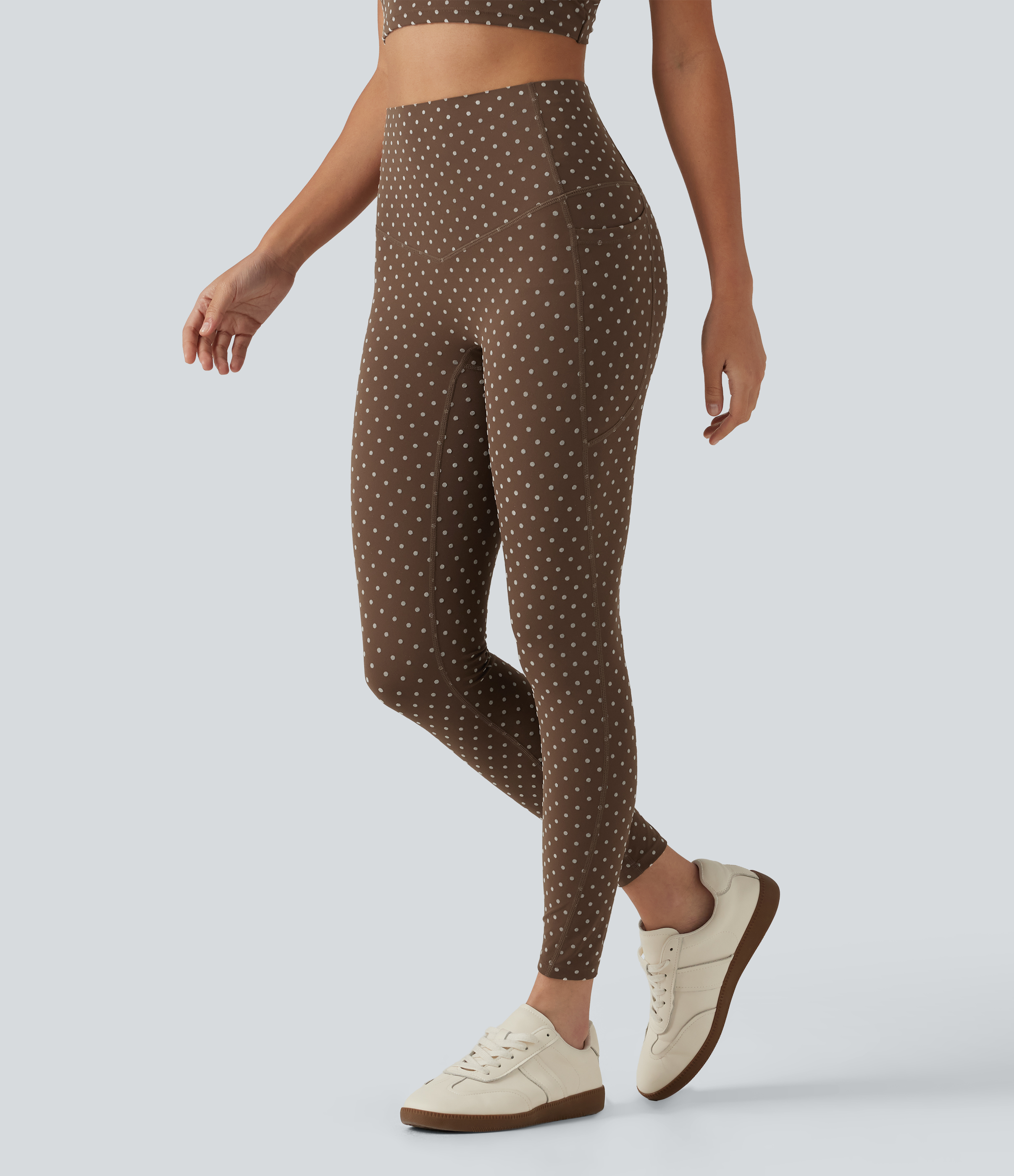 Halara UltraSculpt™ Flocked High Waisted Tummy Control Polka Dot Workout Leggings with Pockets