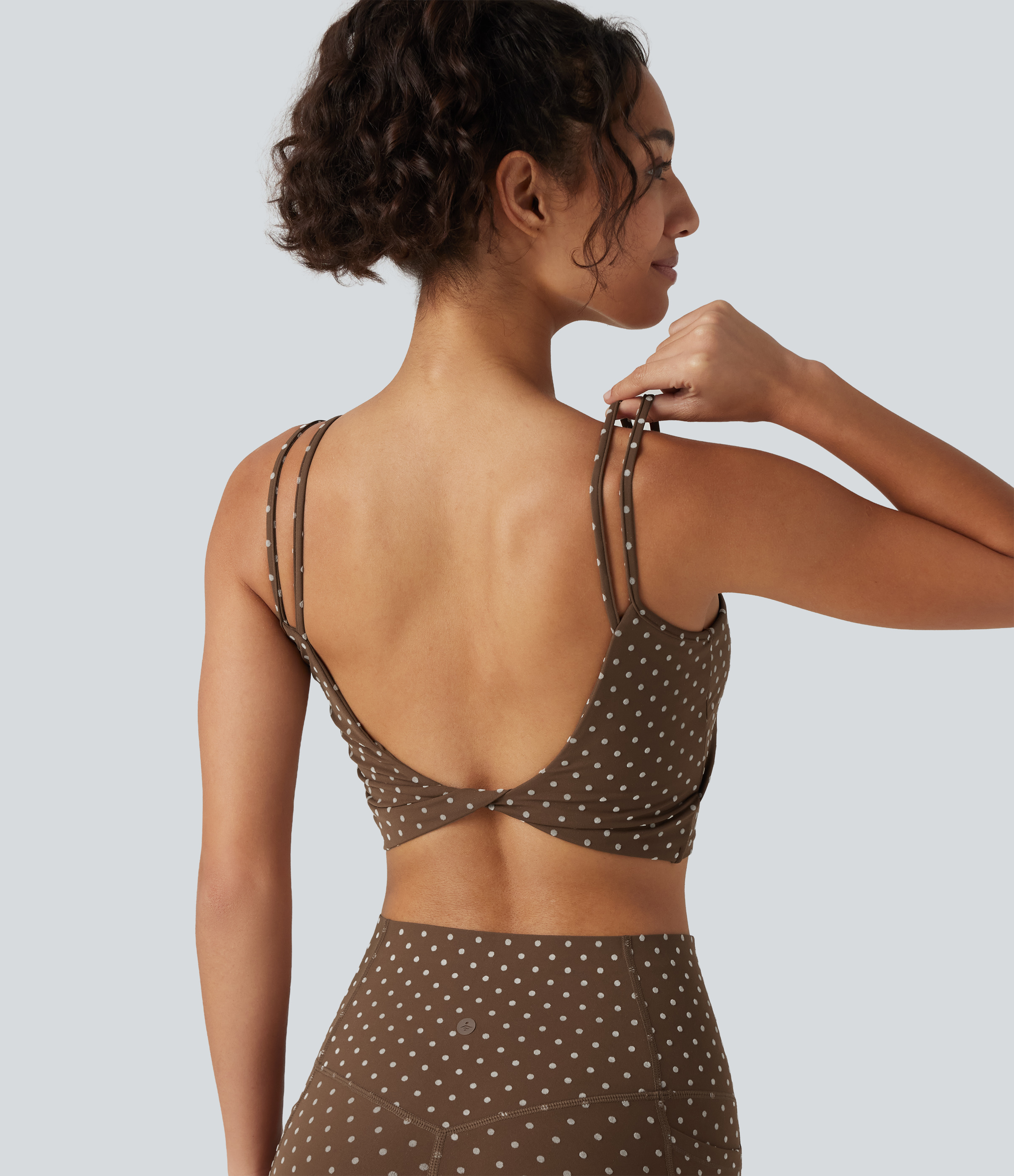 Halara UltraSculpt™ Light Support Backless Built-in Bra Flocked Polka Dot Yoga Sports Bra