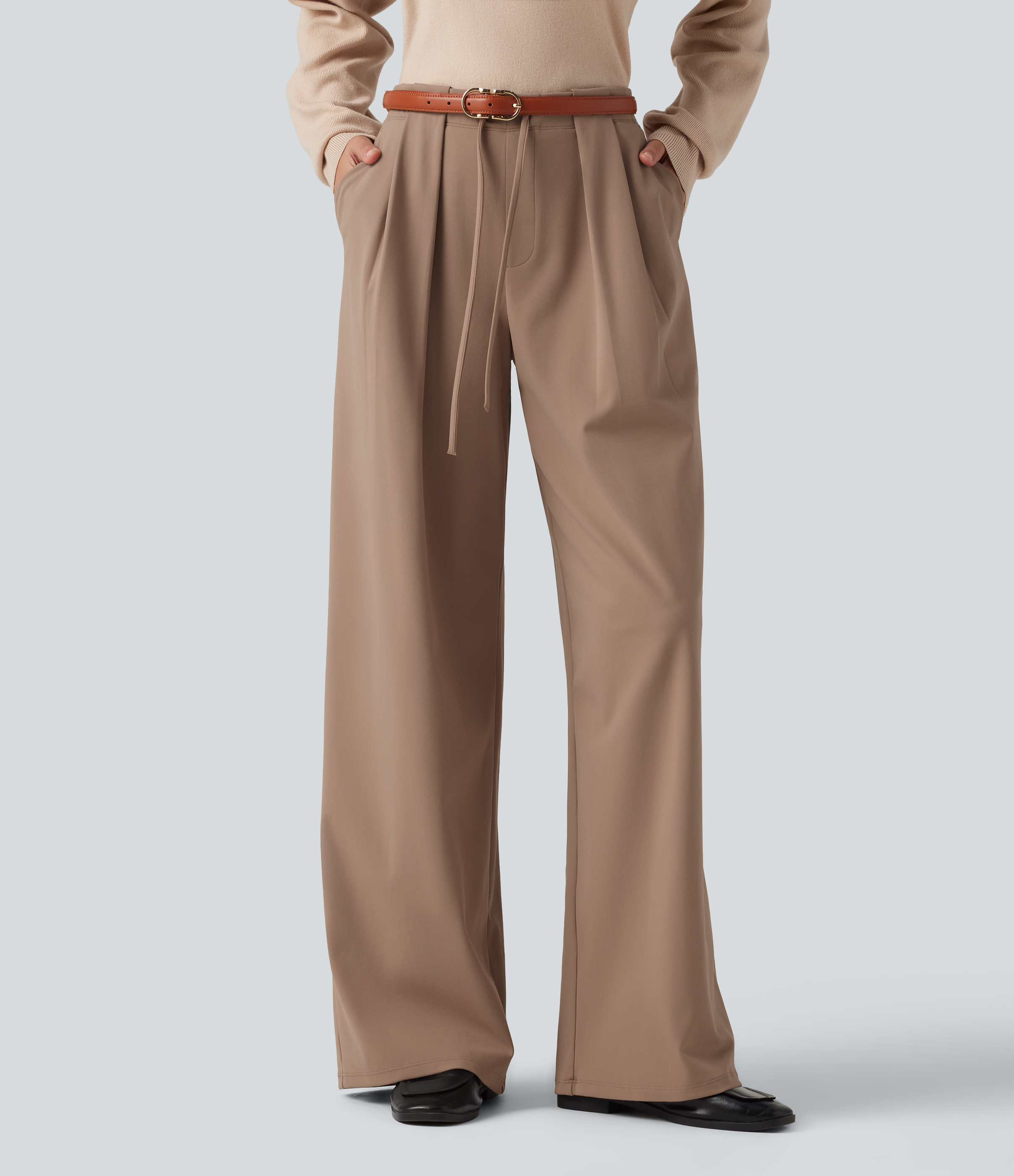 Halara Flex™ DayStretch Mid Rise Drawstring Wide Leg Work Pants with Pockets