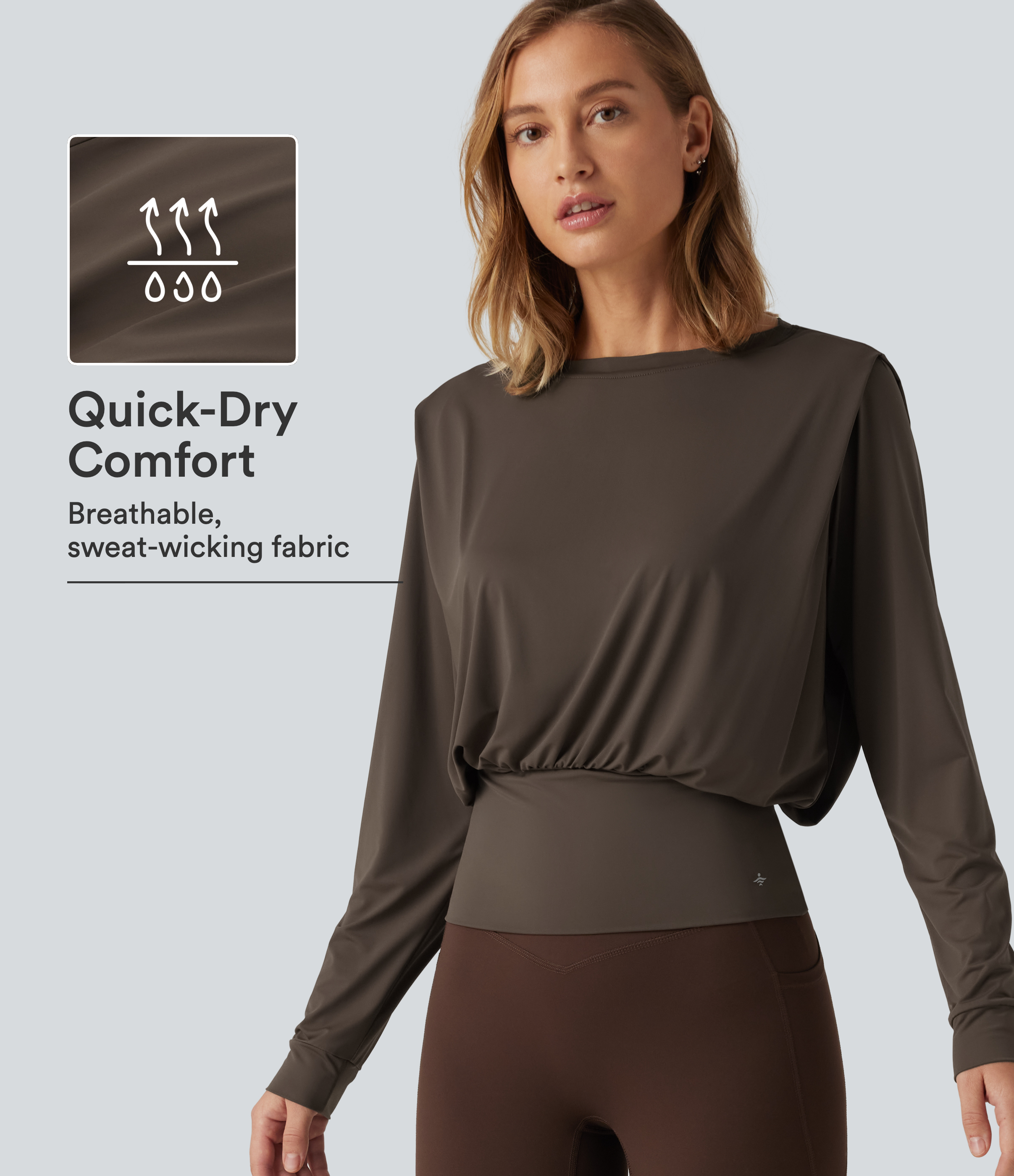 Round Neck Long Sleeve InstantCool Quick Dry Yoga Sports Top