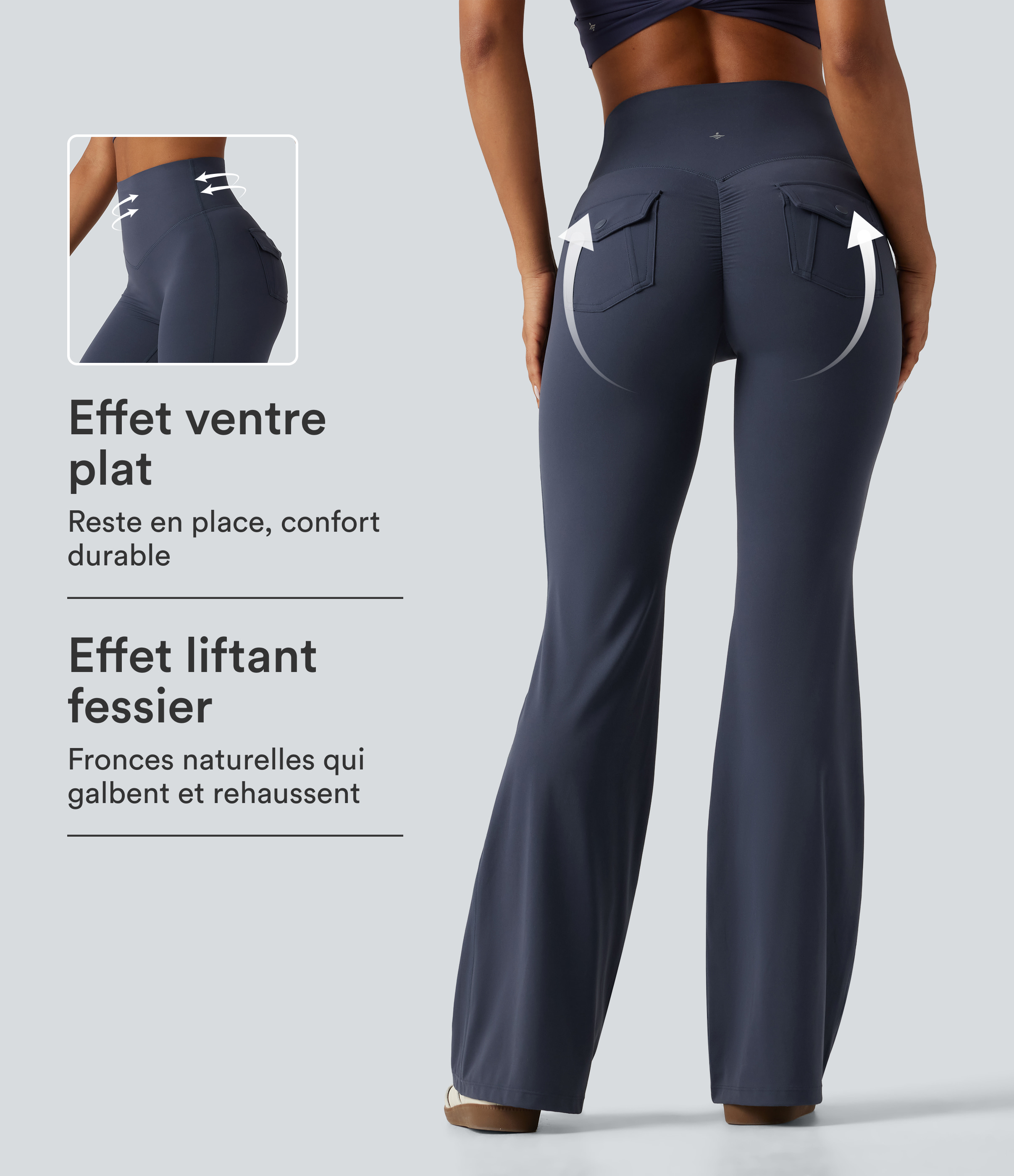 Legging de yoga flare Halara UltraSculpt™ taille haute gainant et froncé avec poches