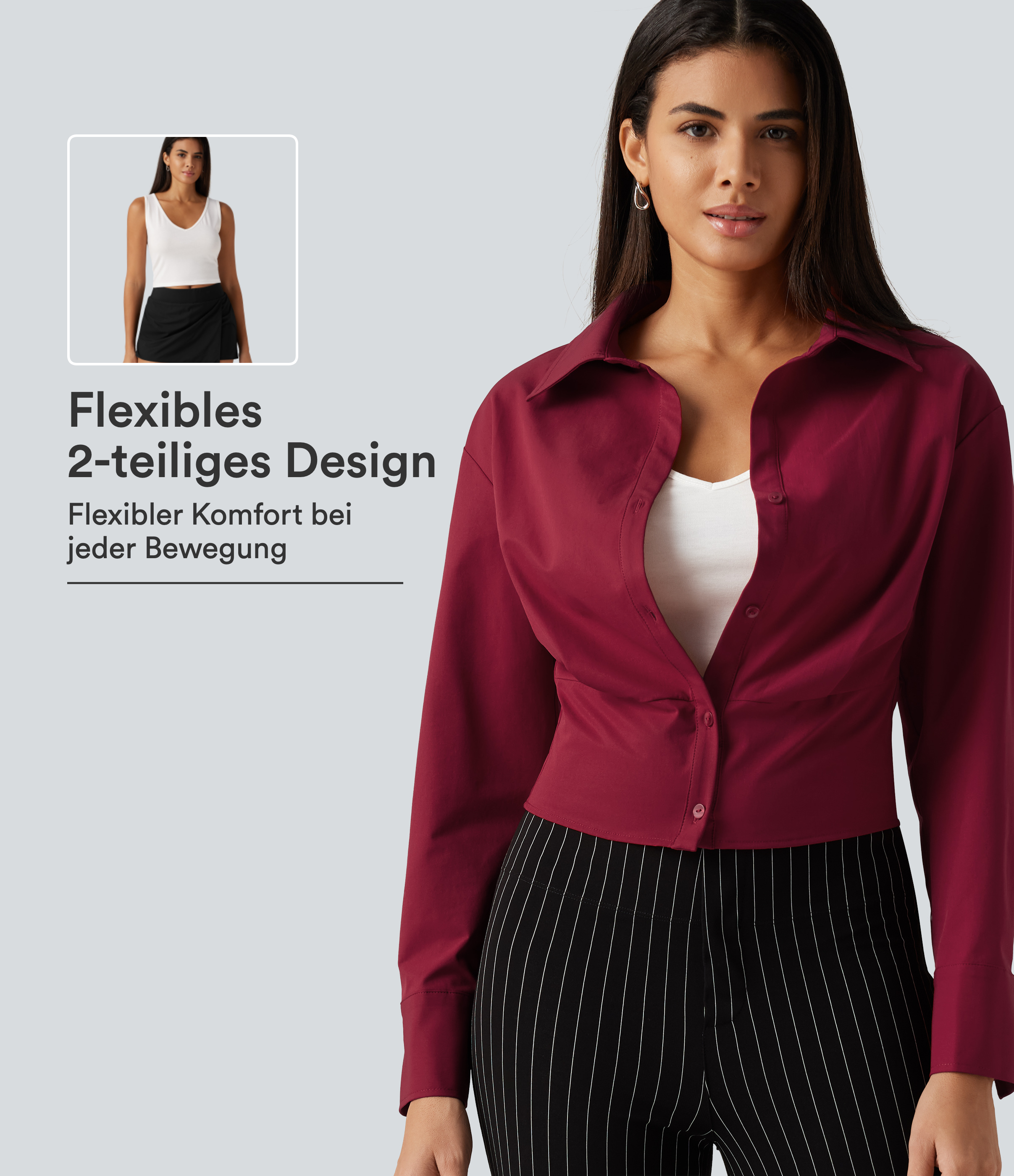2-teiliges Bürohemd mit langen Ärmeln und integriertem Tanktop - boxy fit
