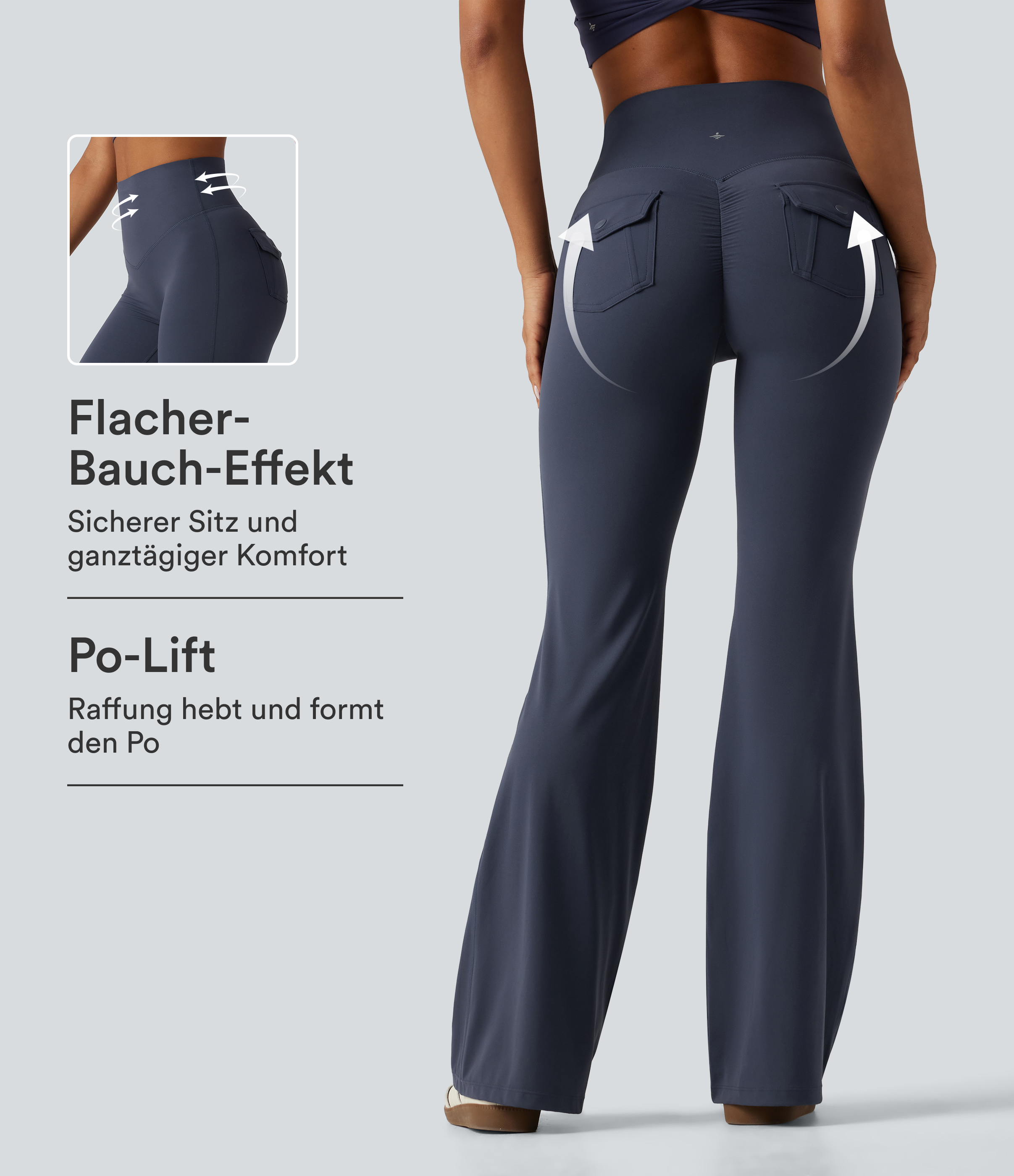 Halara UltraSculpt™ - Geraffte Yoga-Leggings mit hohem Bund, Gesäßtaschen und Bauchkontrolle