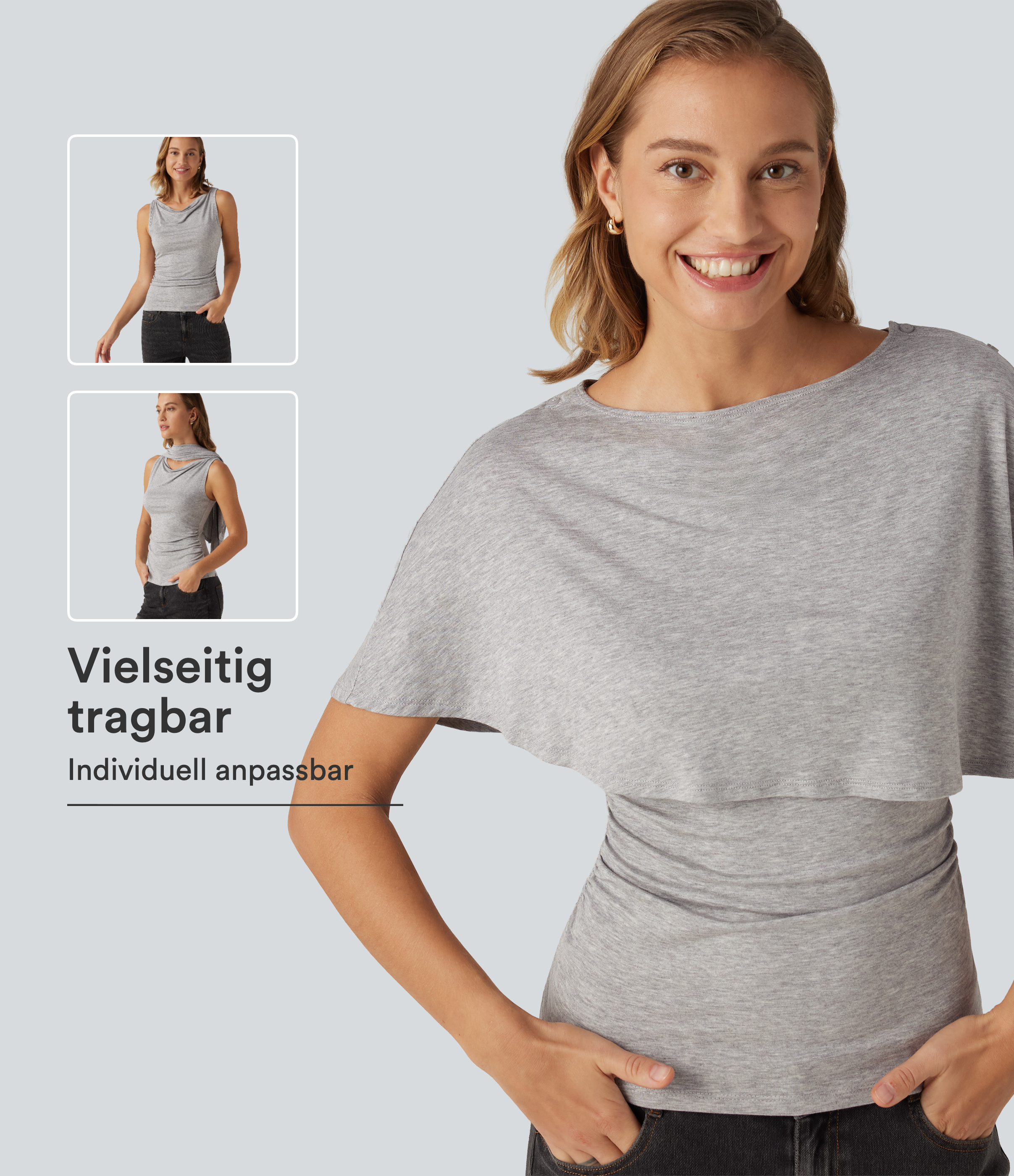 Lässiges, geripptes Top mit kurzen Ärmeln und asymmetrischem Design