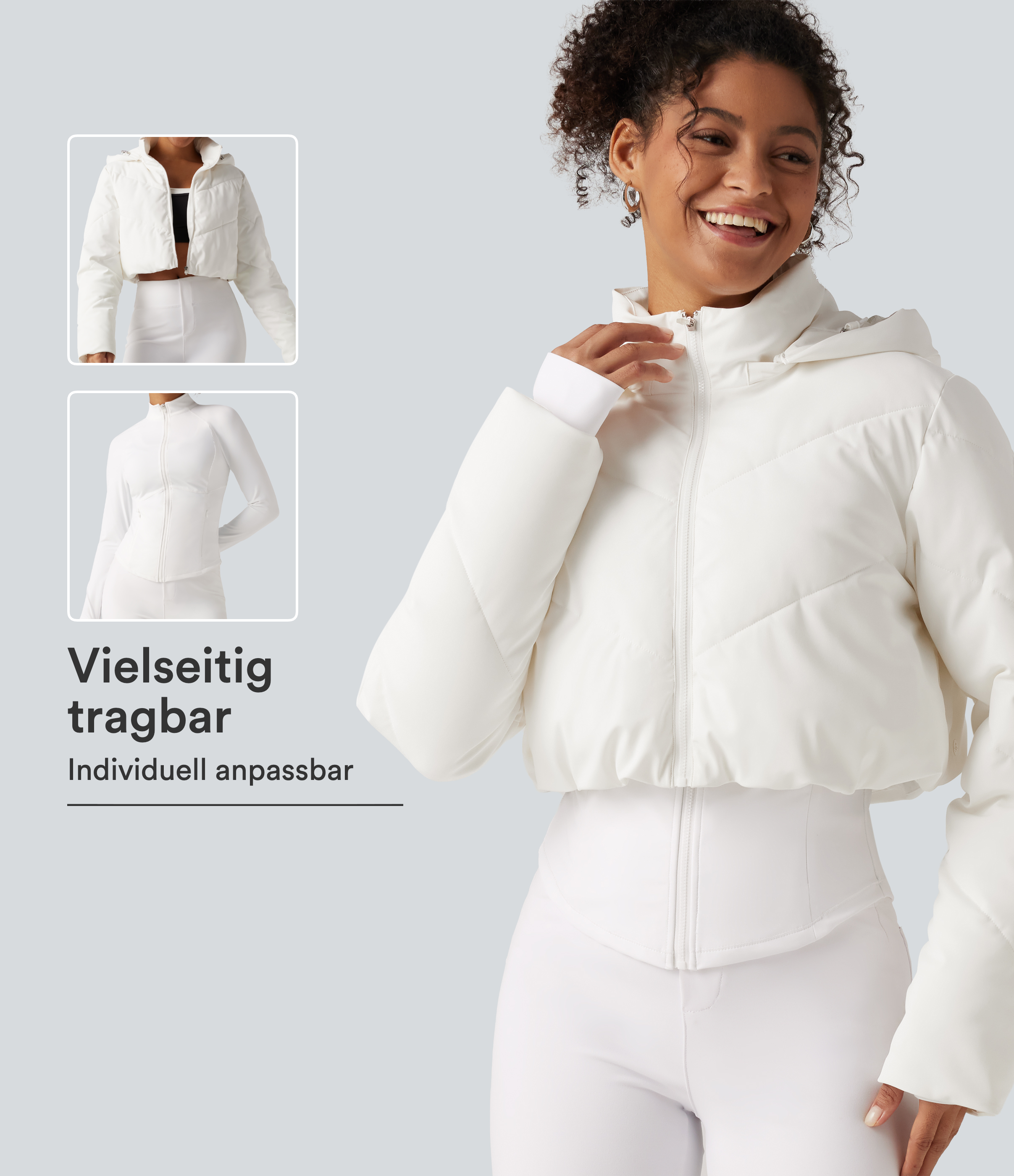 PuffFlex - Lässige 3-in-1 Steppjacke mit abnehmbarer Kapuze, Seitentaschen, langen Ärmeln und Daumenlöchern