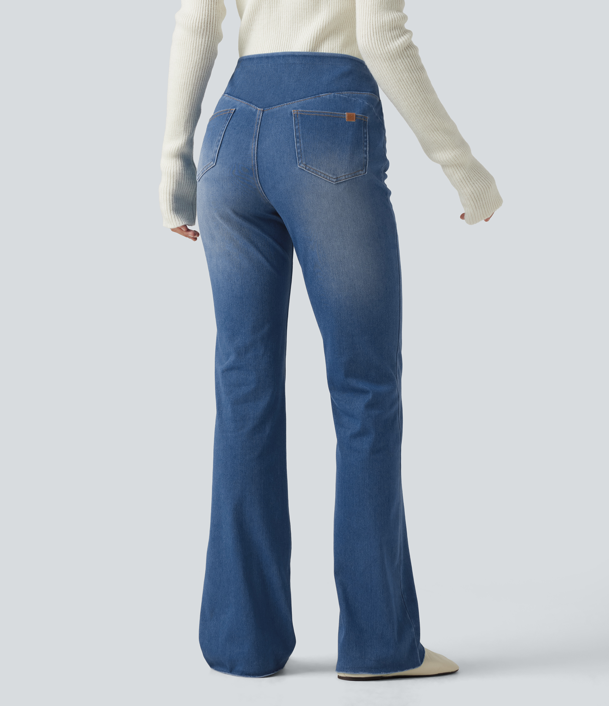 Gulf Stream Blue Denim Halara Flex™ Mid Rise Bootcut Denim Casual Leggings with Pockets / 2