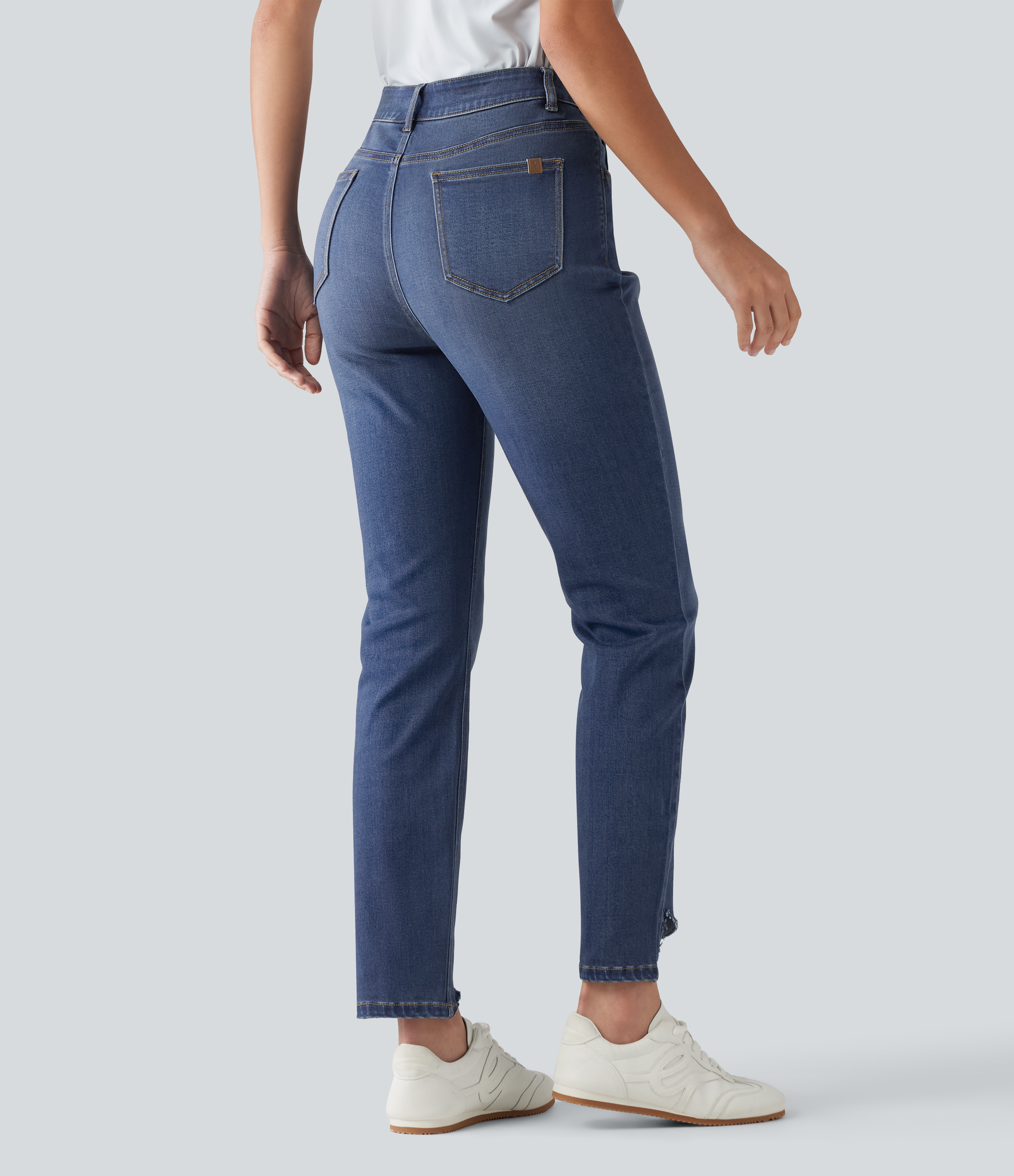 Tide Blue Denim Casual skinny-jeans med høyt liv og lommer / 2