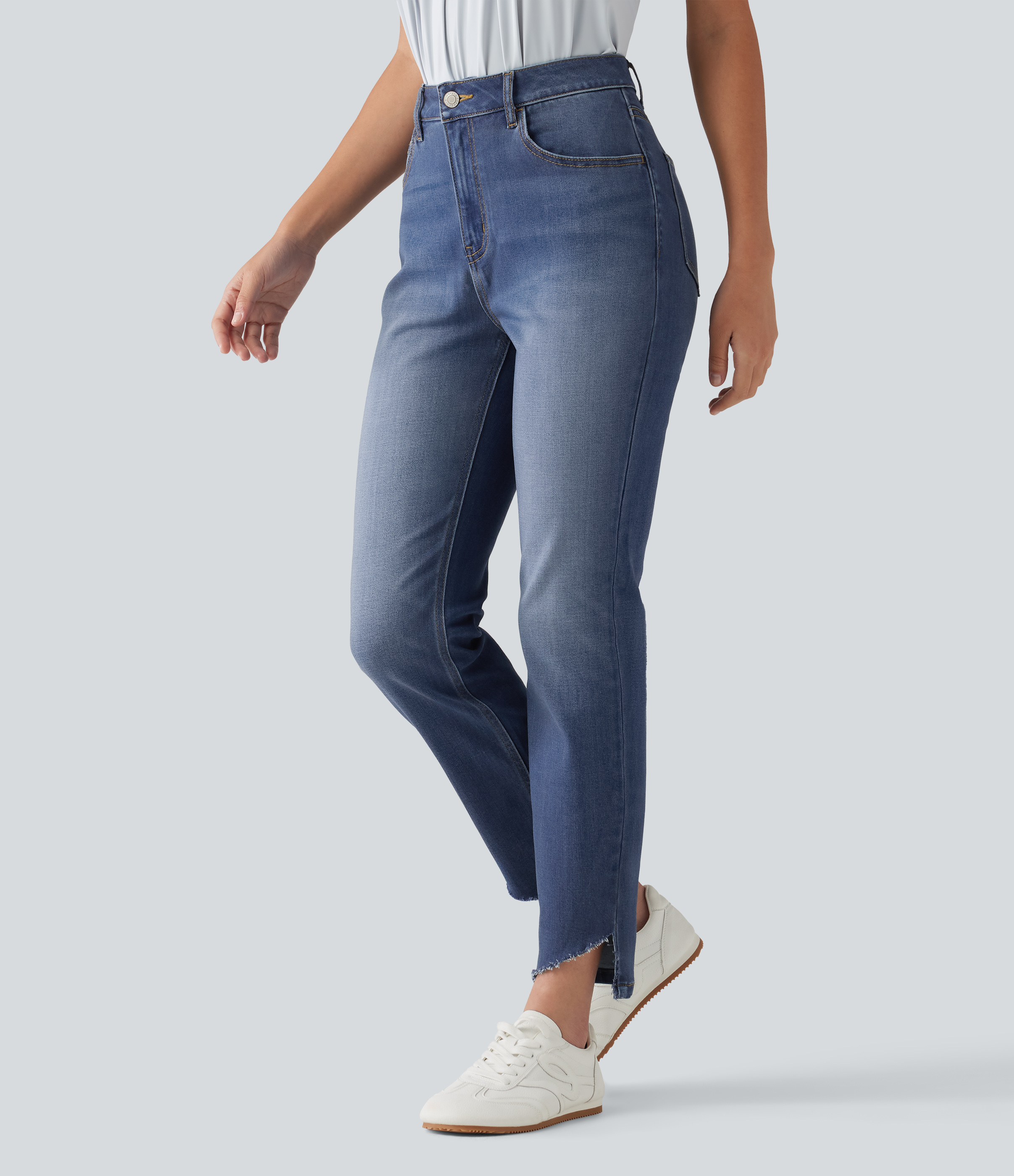 High Waisted Skinny Casual Jeans with Pockets