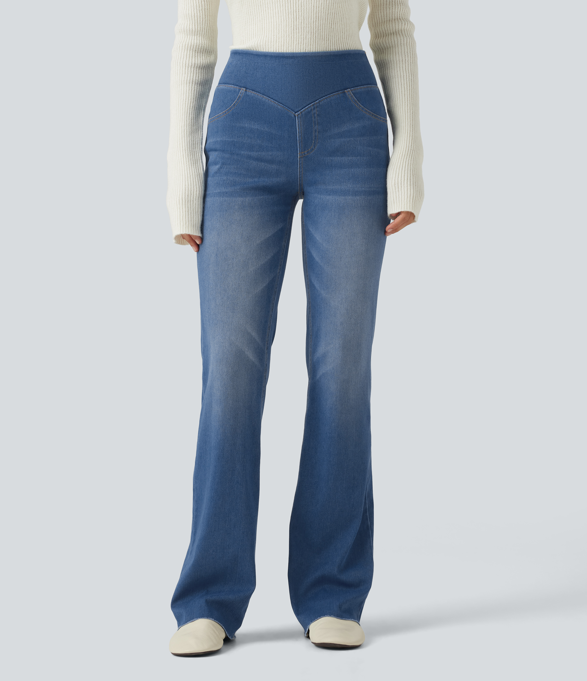 Halara Flex™ Mid Rise Bootcut Denim Casual Leggings with Pockets