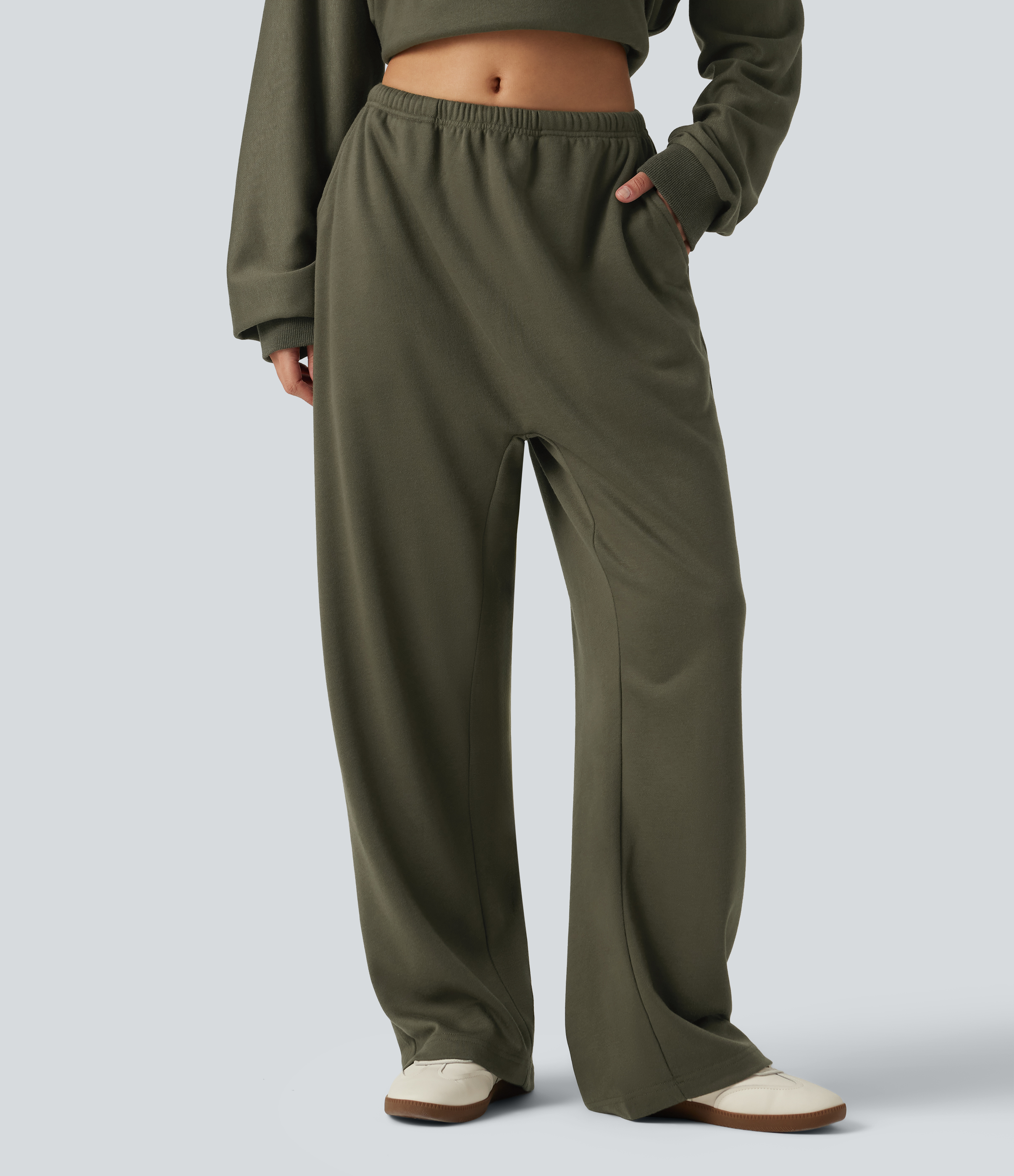 Low Rise Drawstring Straight Leg Casual Sweatpants with Pockets