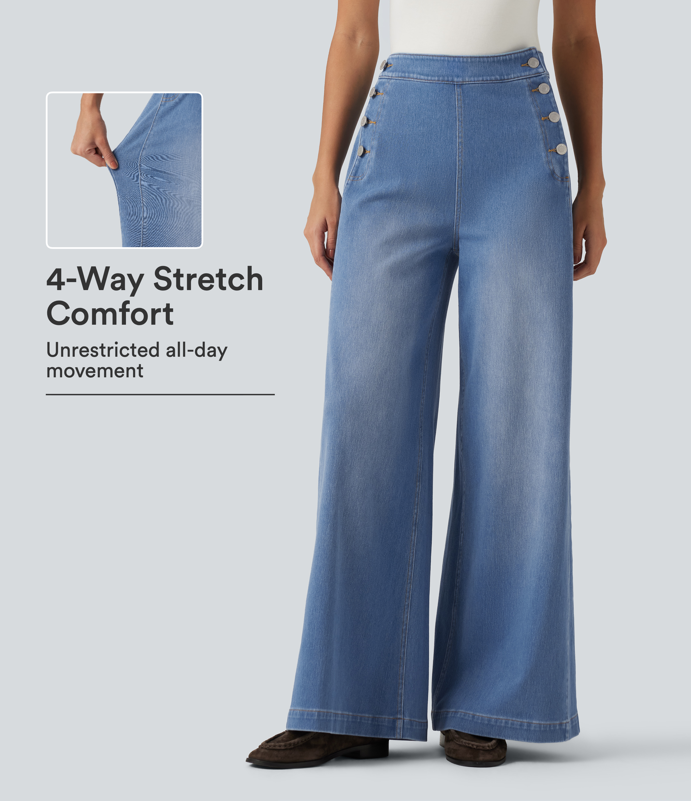 Halara Flex™ Mid Rise Wide Leg Casual Jeans with Pockets