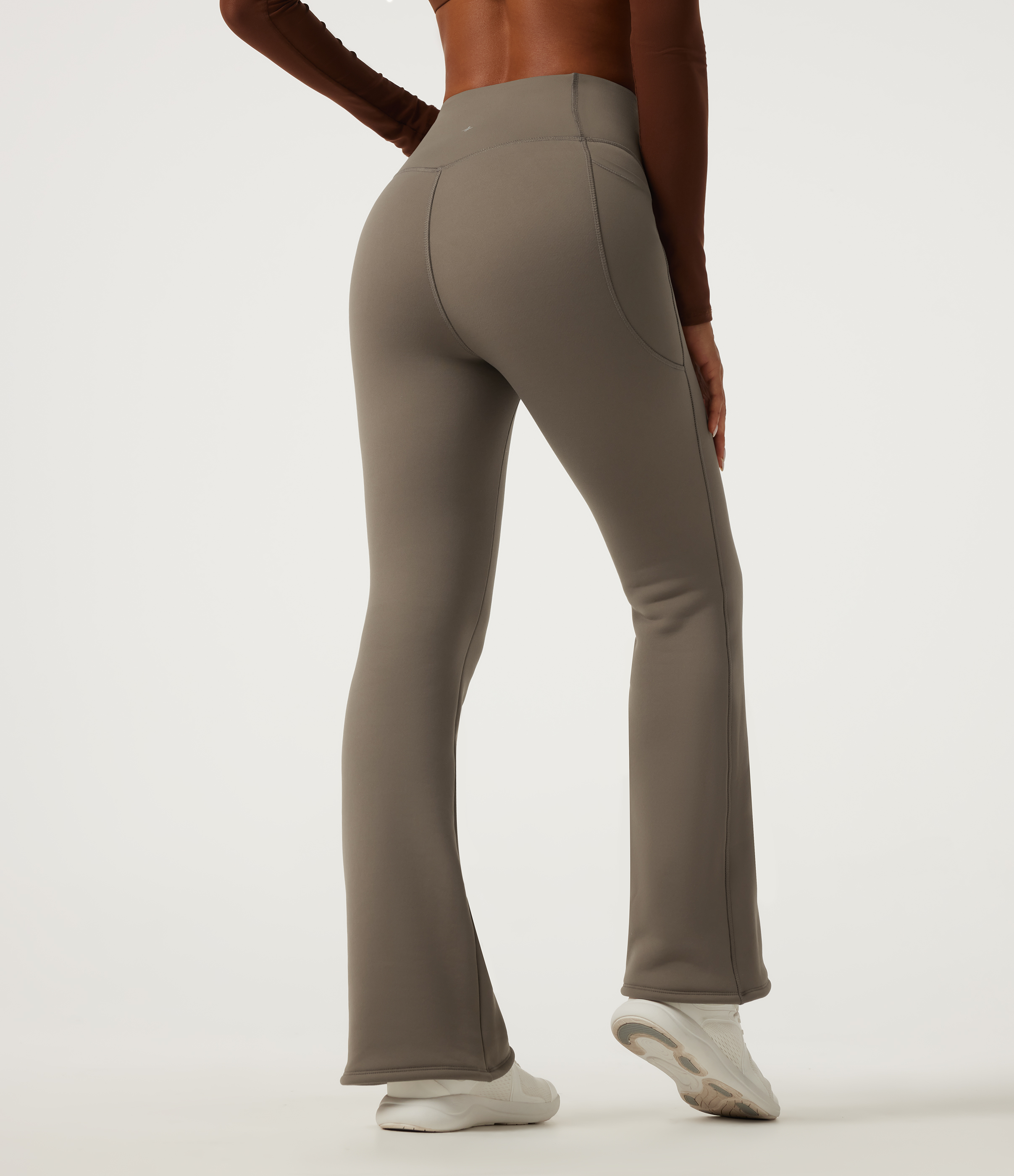 Dawn Brown Halara UltraSculpt™ High Waisted Bootcut Fleece Workout Leggings with Pockets / 2