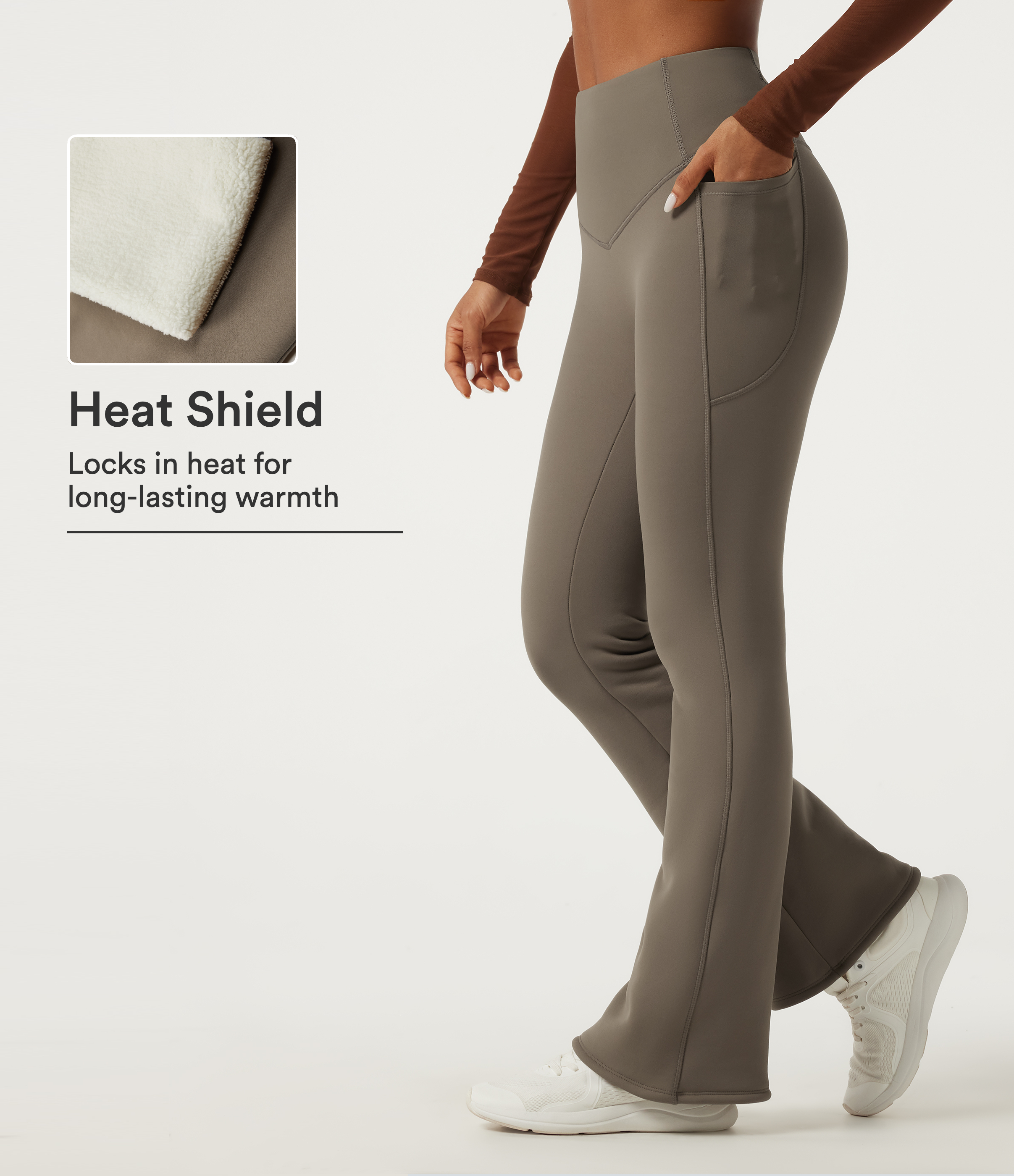 Halara UltraSculpt™ High Waisted Bootcut Fleece Workout Leggings with Pockets