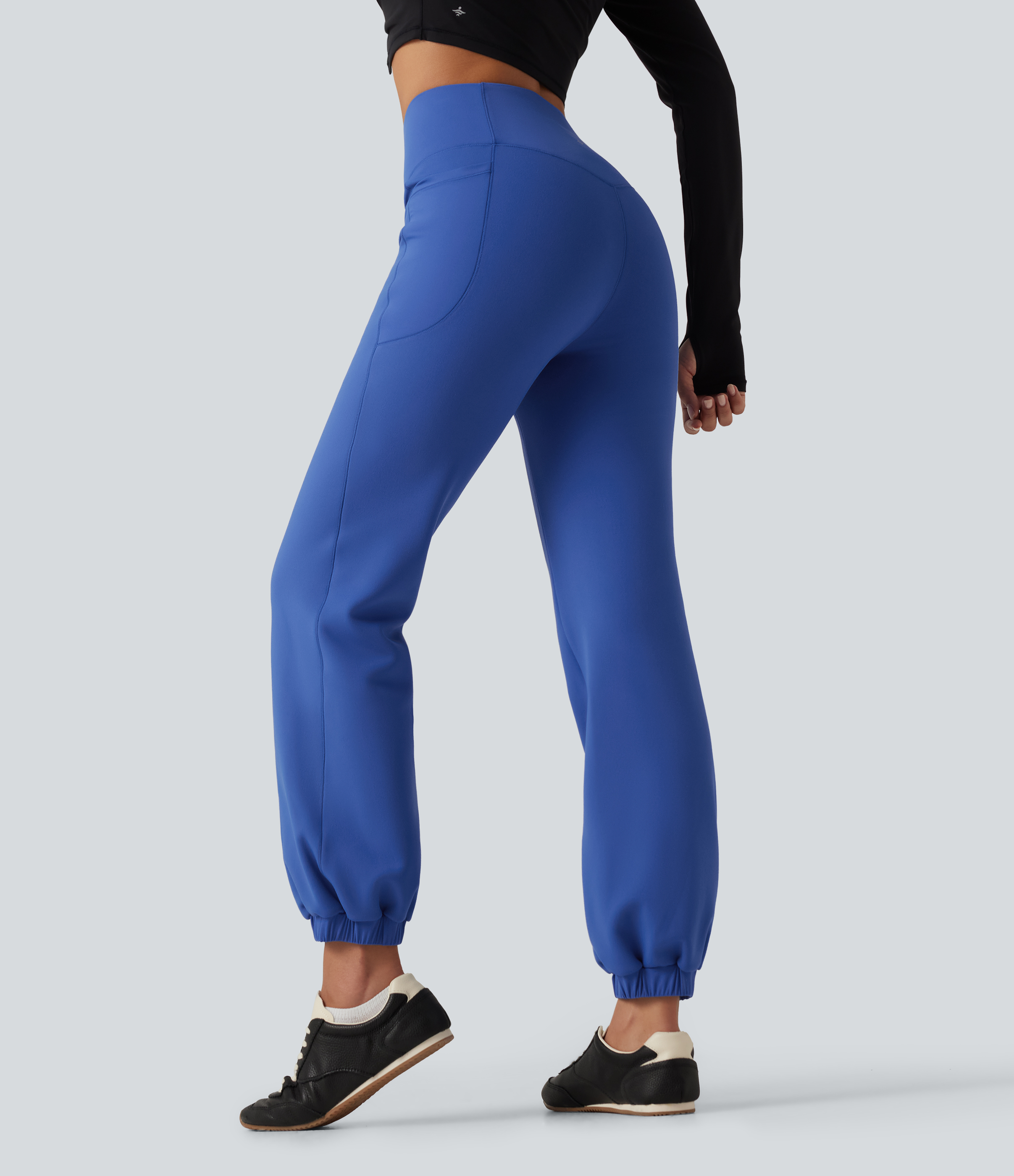 Beaucoup Blue Jogging de danse doublé polaire à taille haute gainante avec poches / 1