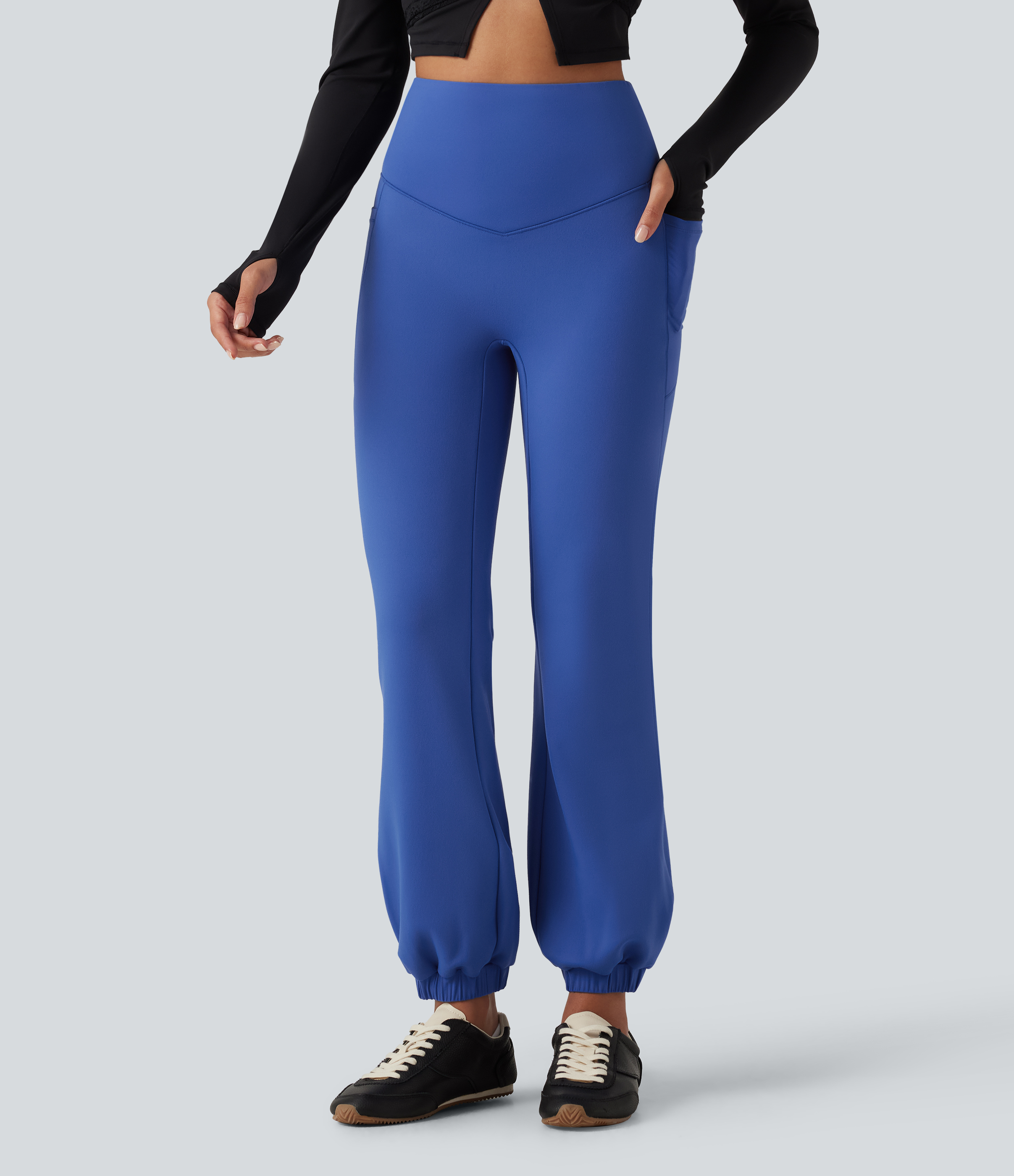 Beaucoup Blue High Waisted Tummy Control Fleece Dance Joggers with Pockets / 2
