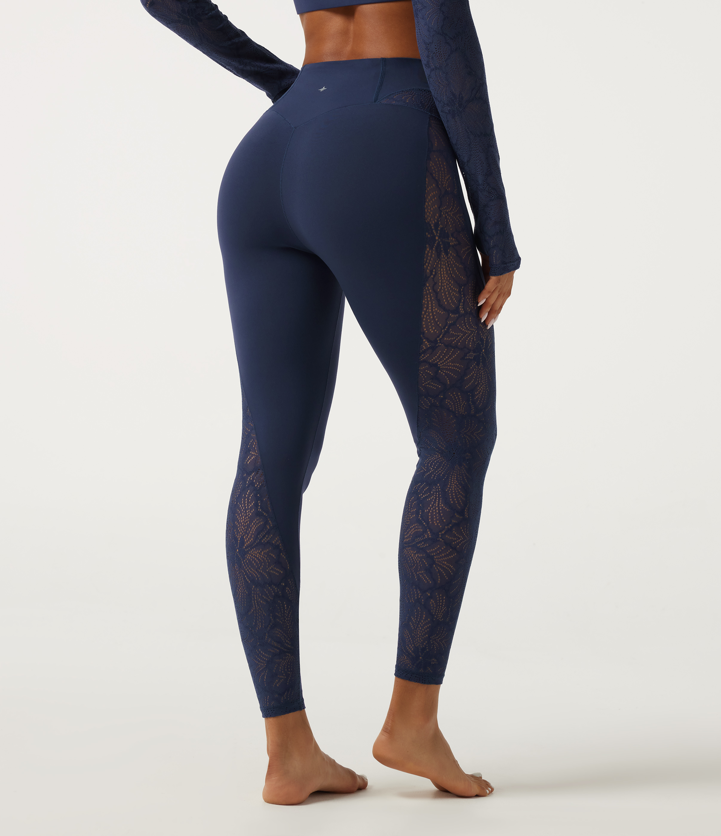 Peacoat SoftlyZero™ High Waisted Contrast Lace Yoga Leggings with Pocket / 2