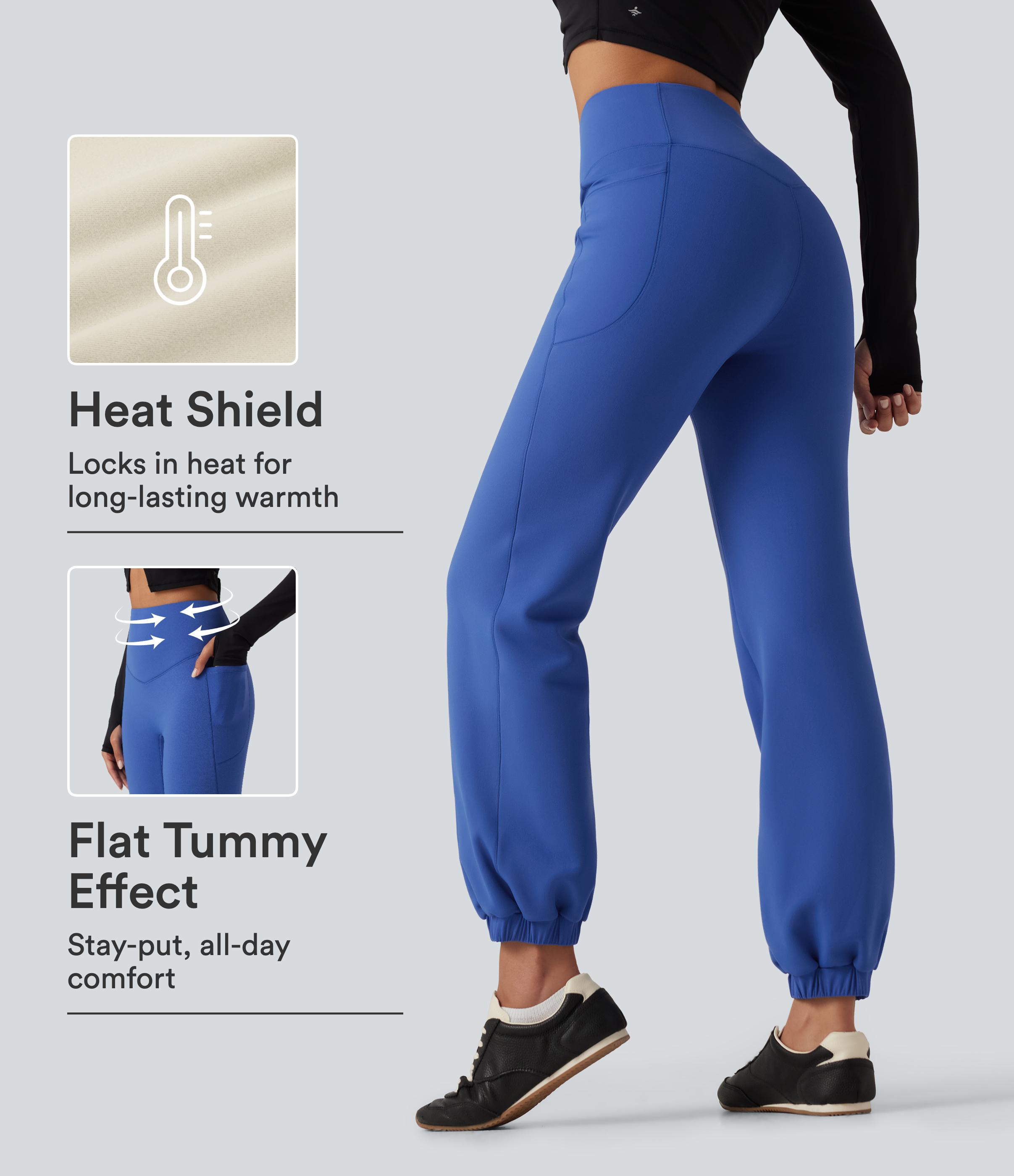 High Waisted Tummy Control Fleece Dance Joggers with Pockets