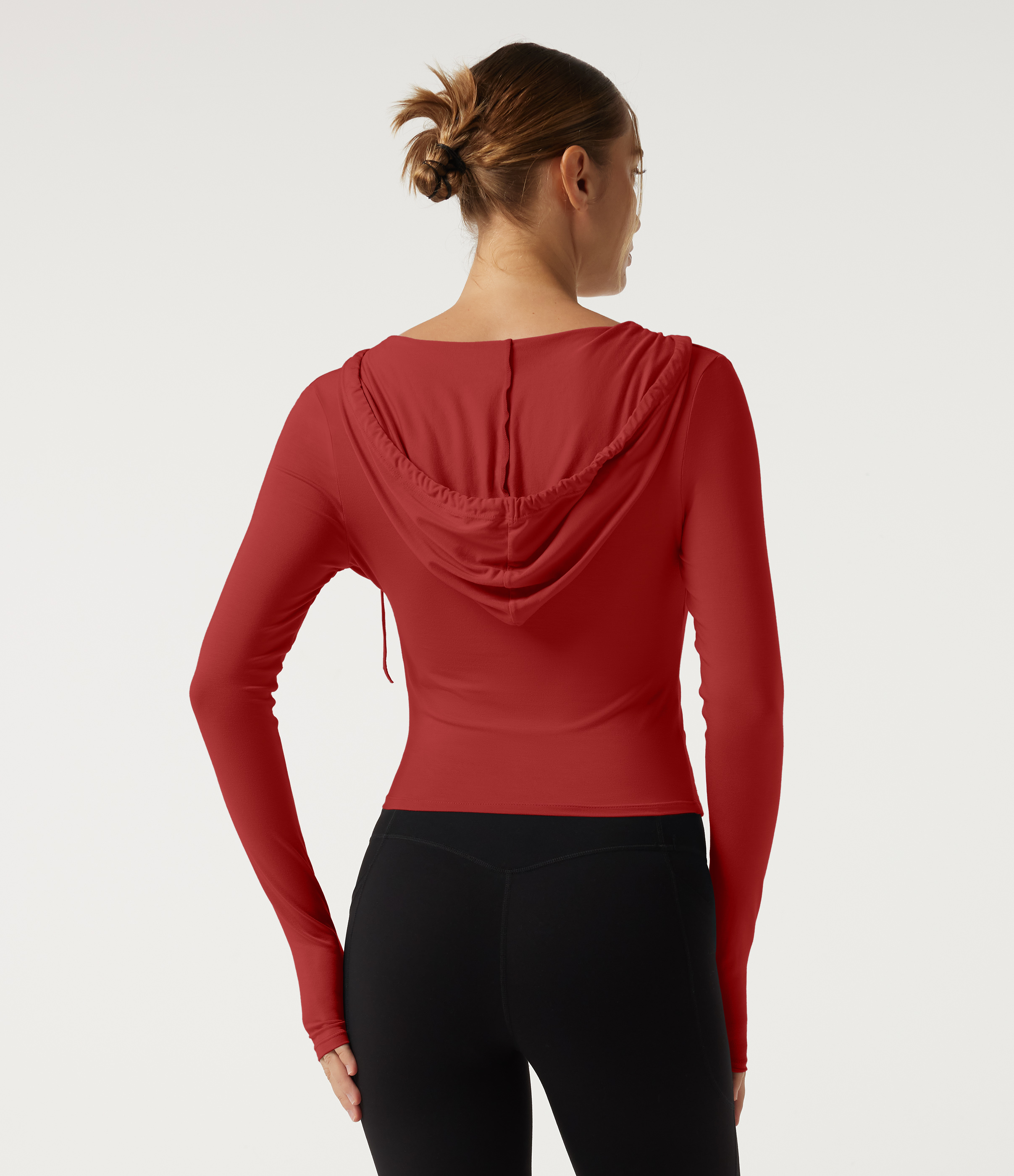 Rubicondo Hooded Long Sleeve Crossover Ruched Yoga Sweatshirt / 2