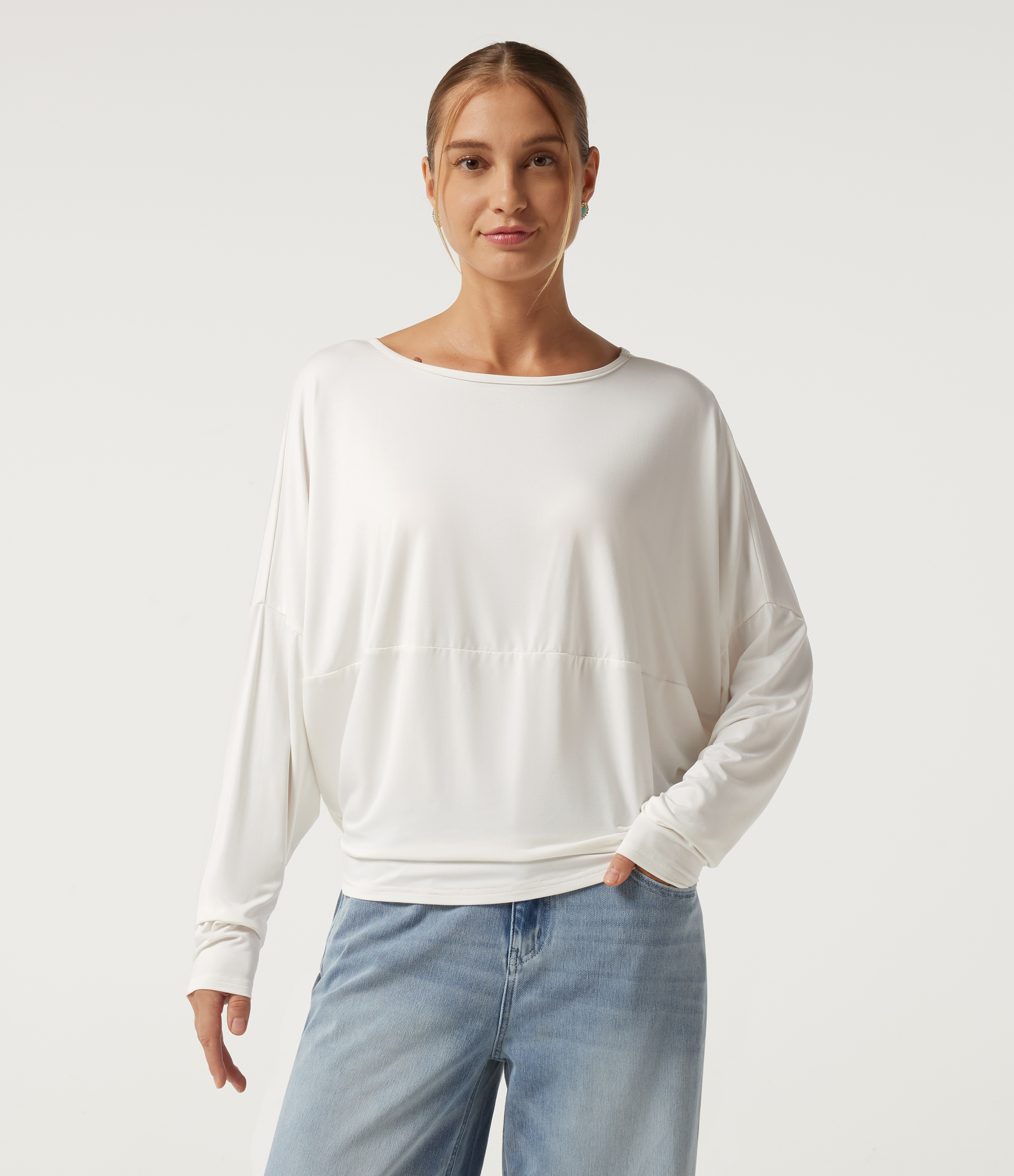 Round Neck Long Sleeve Relaxed Casual Top