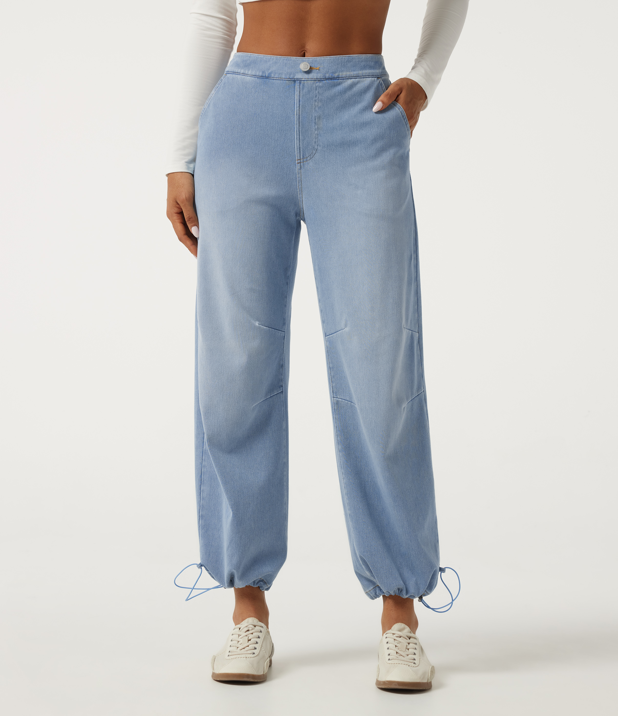 Halara Flex™ Mid Rise Barrel Leg Casual Jeans with Pockets