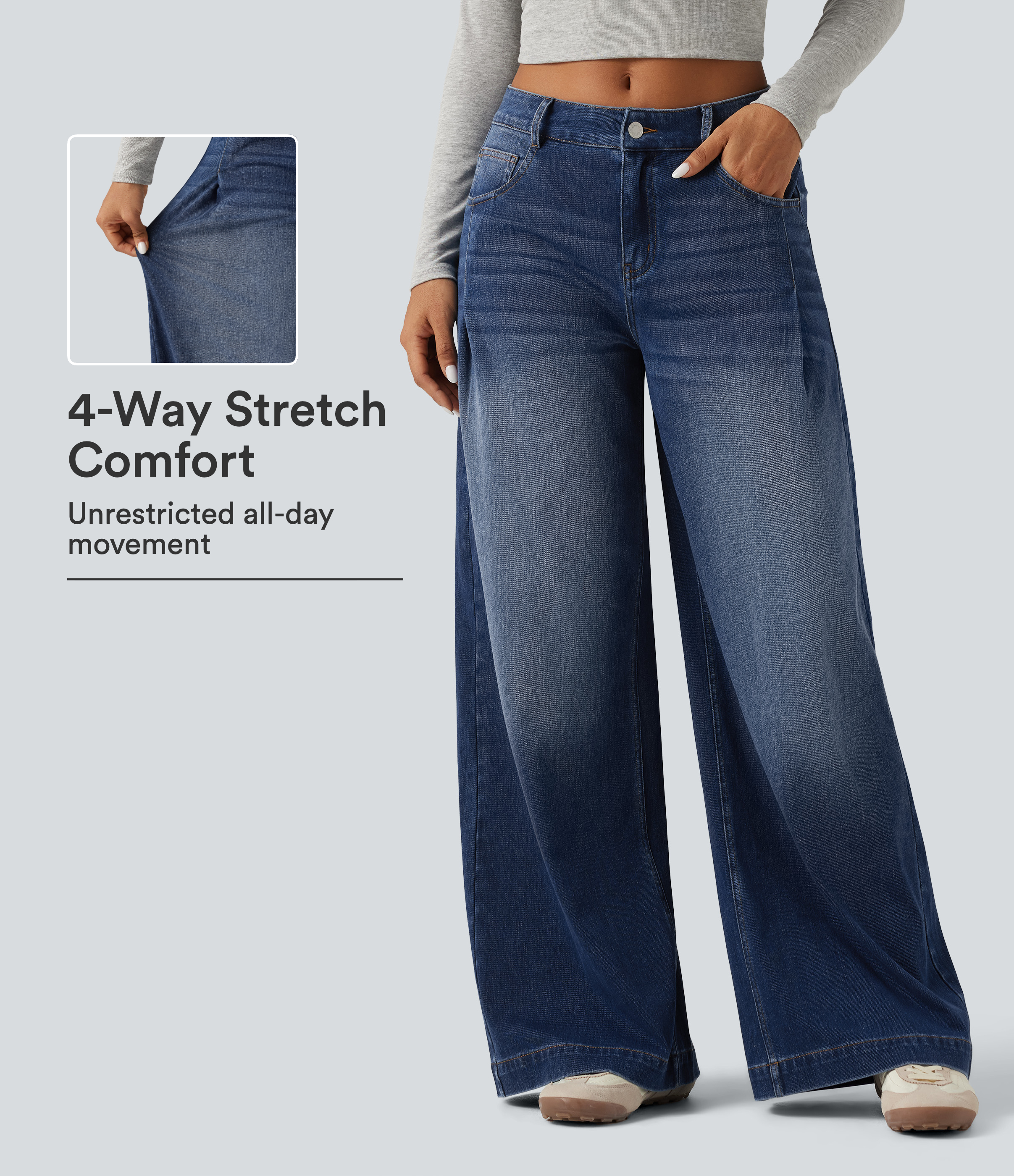 Halara Flex™ Mid Rise Baggy Casual Jeans with Pockets