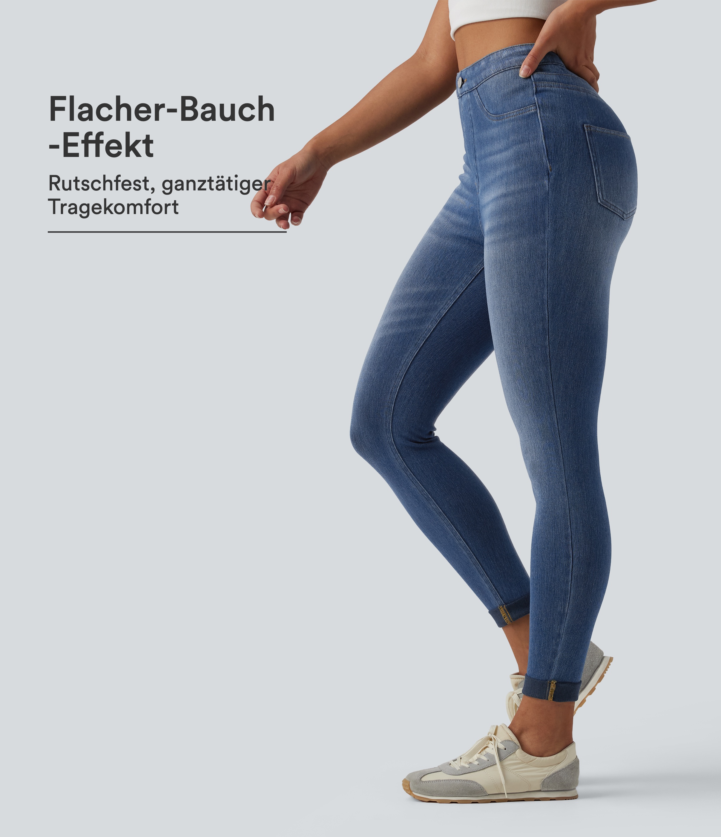 Halara Flex™ - Lässige Denim-Leggings mit hohem Bund, Gesäßtaschen und Bauchkontrolle