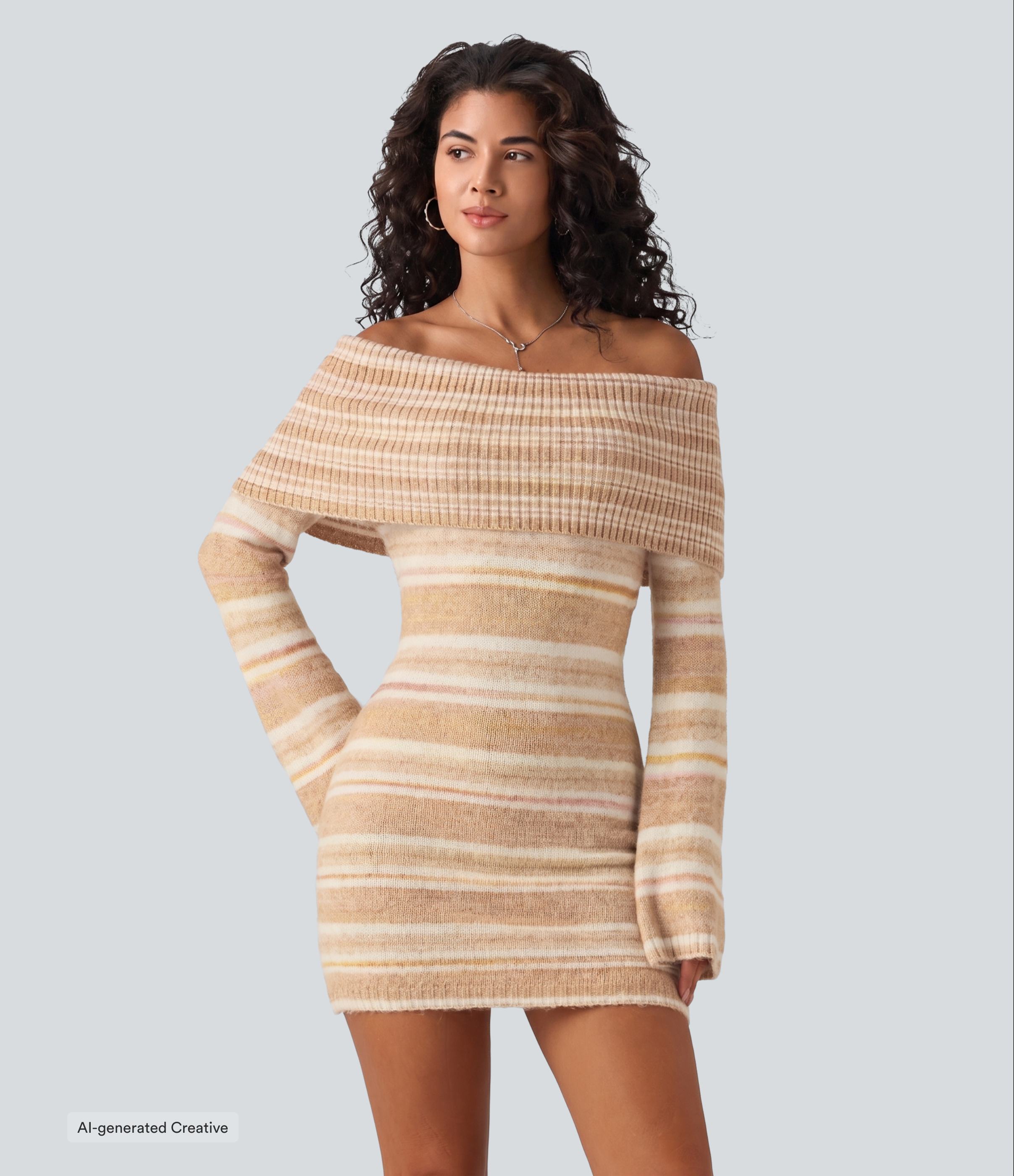 Off Shoulder Flounce Long Sleeve Bodycon Mini Casual Sweater Dress