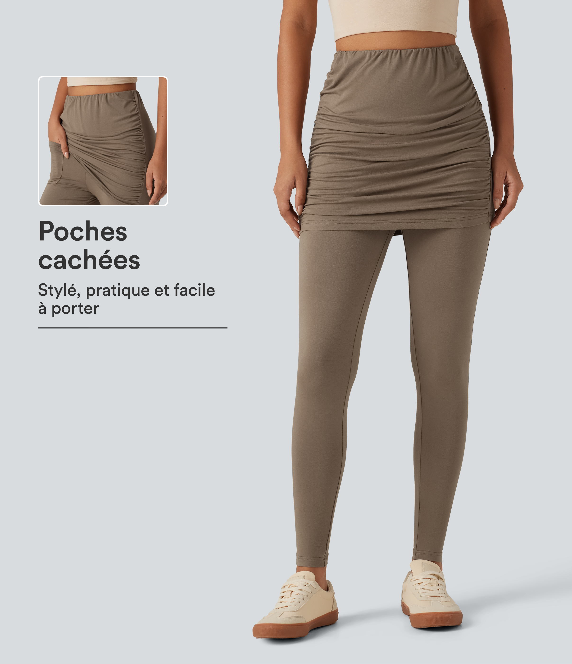 Legging-jupe skinny taille haute avec poche