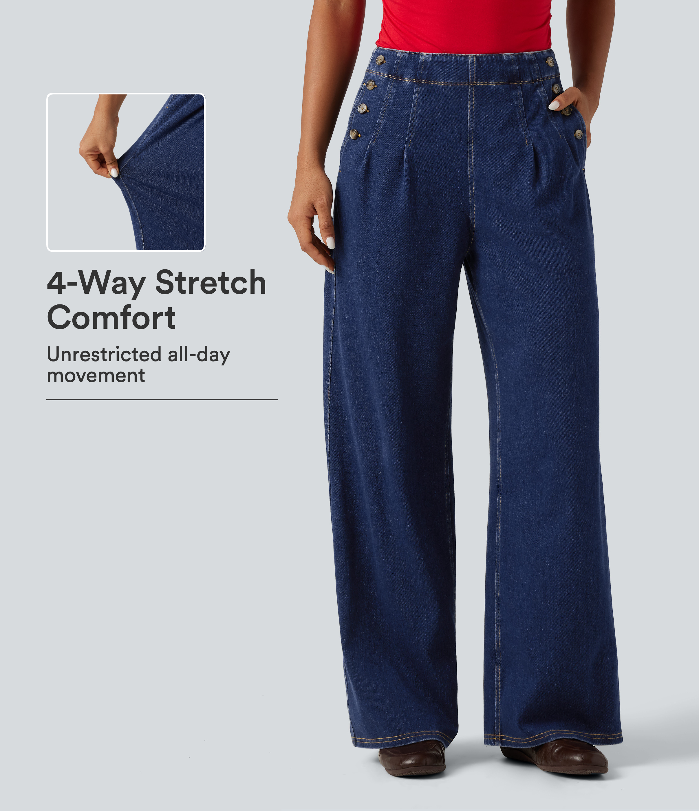 Halara Flex™ High Waisted Wide Leg Casual Jeans with Pockets
