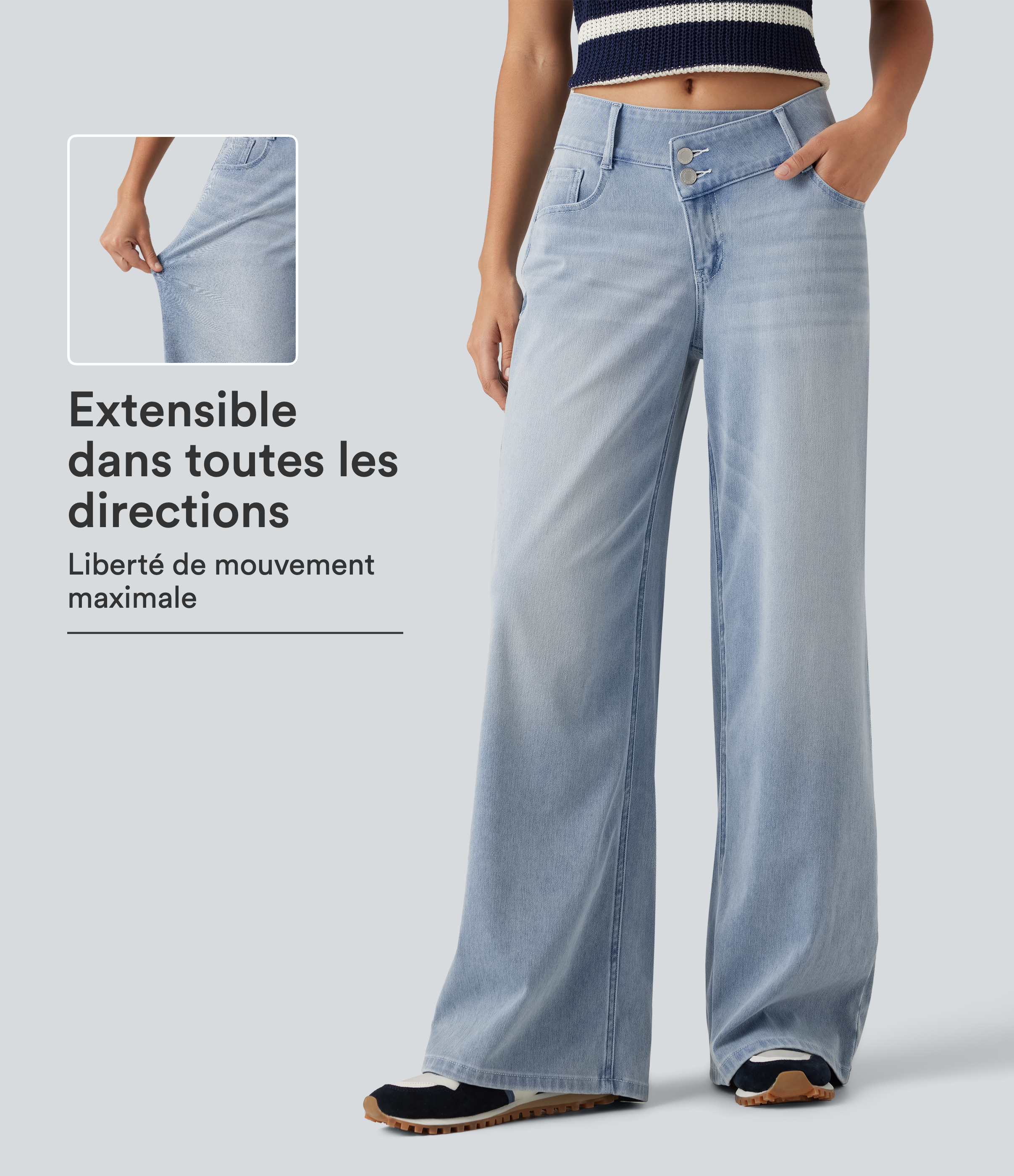Jean Halara Flex™ taille mi-haute asymétrique coupe large avec poches