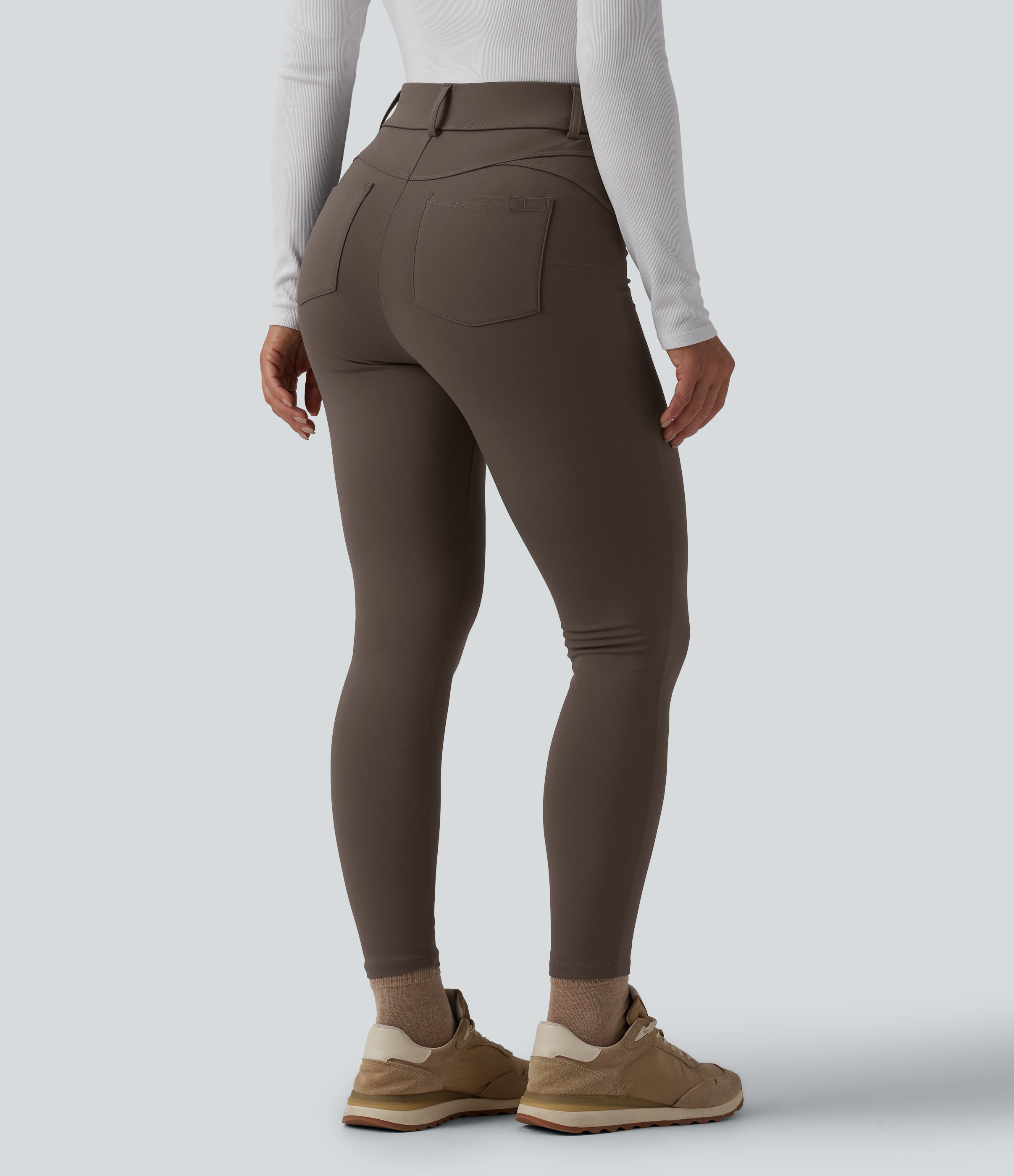 Chocolate Martini SoftlyZero™ Leggings 7/8 décontractés, taille haute, doublure en peluche thermique, avec poches / 2