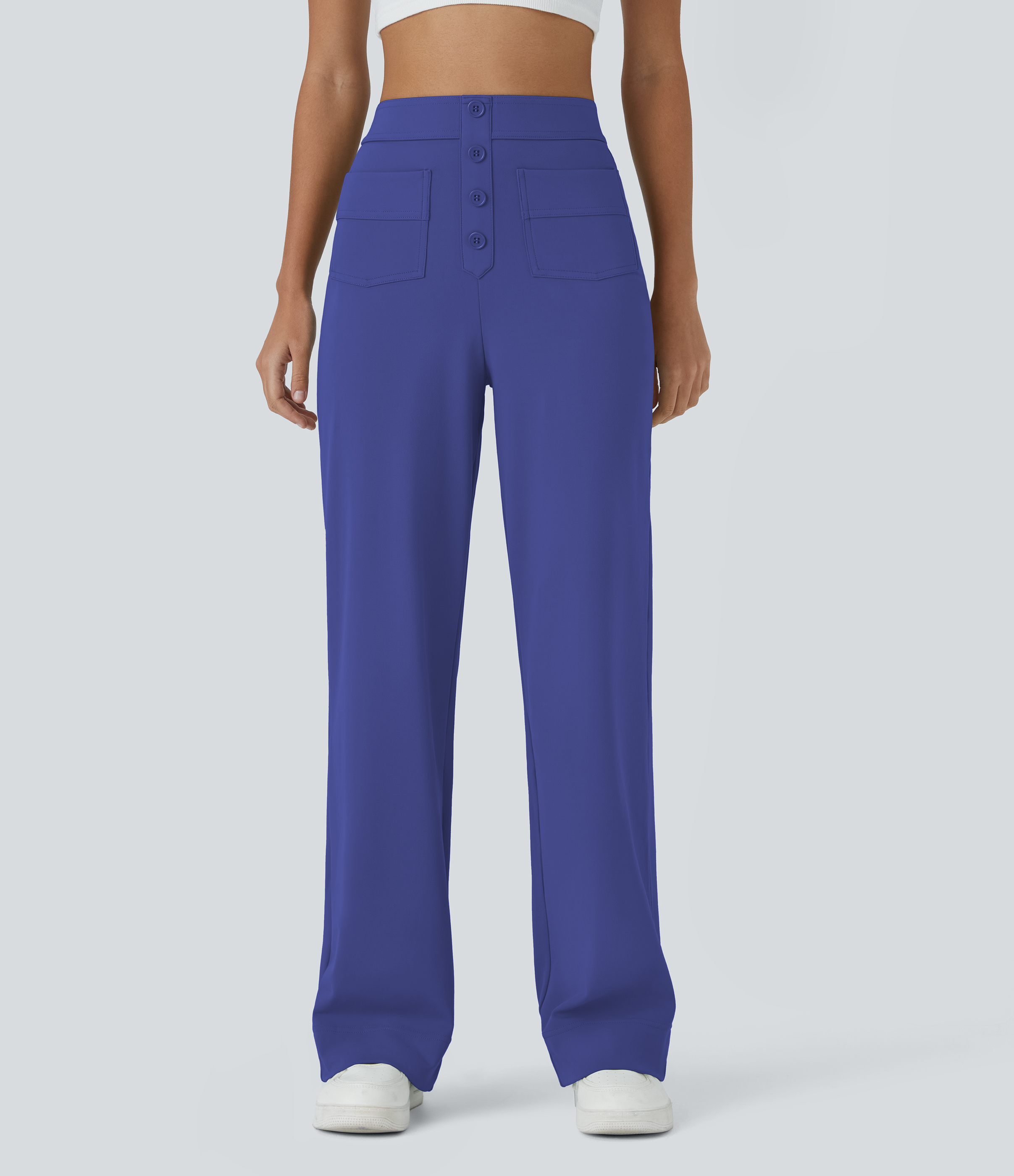 Pantalon taille haute coupe droite DayStretch avec poches