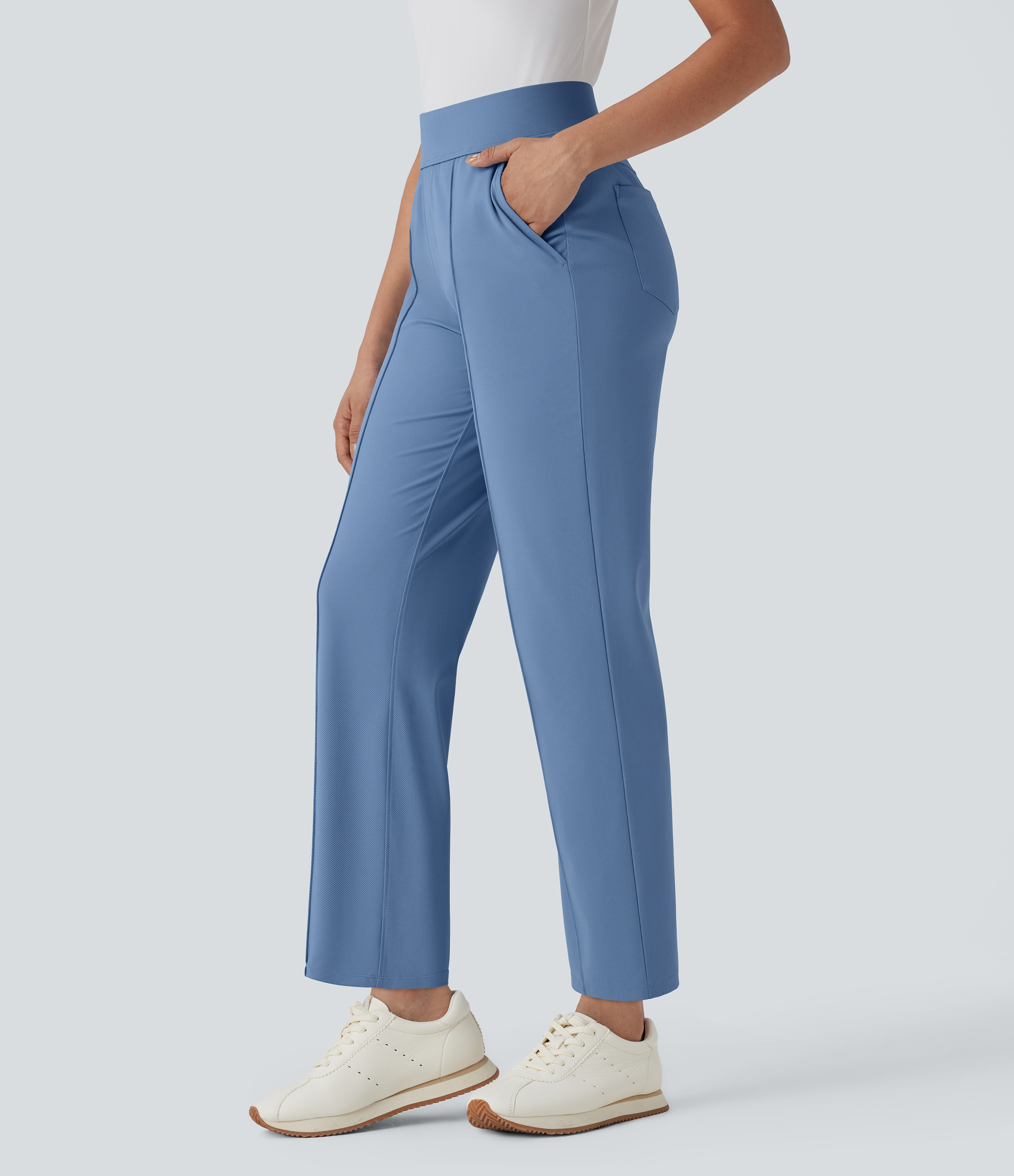 Mid High Waisted Pockets Quick Dry Golf Trousers-Golf Tee-UPF40+