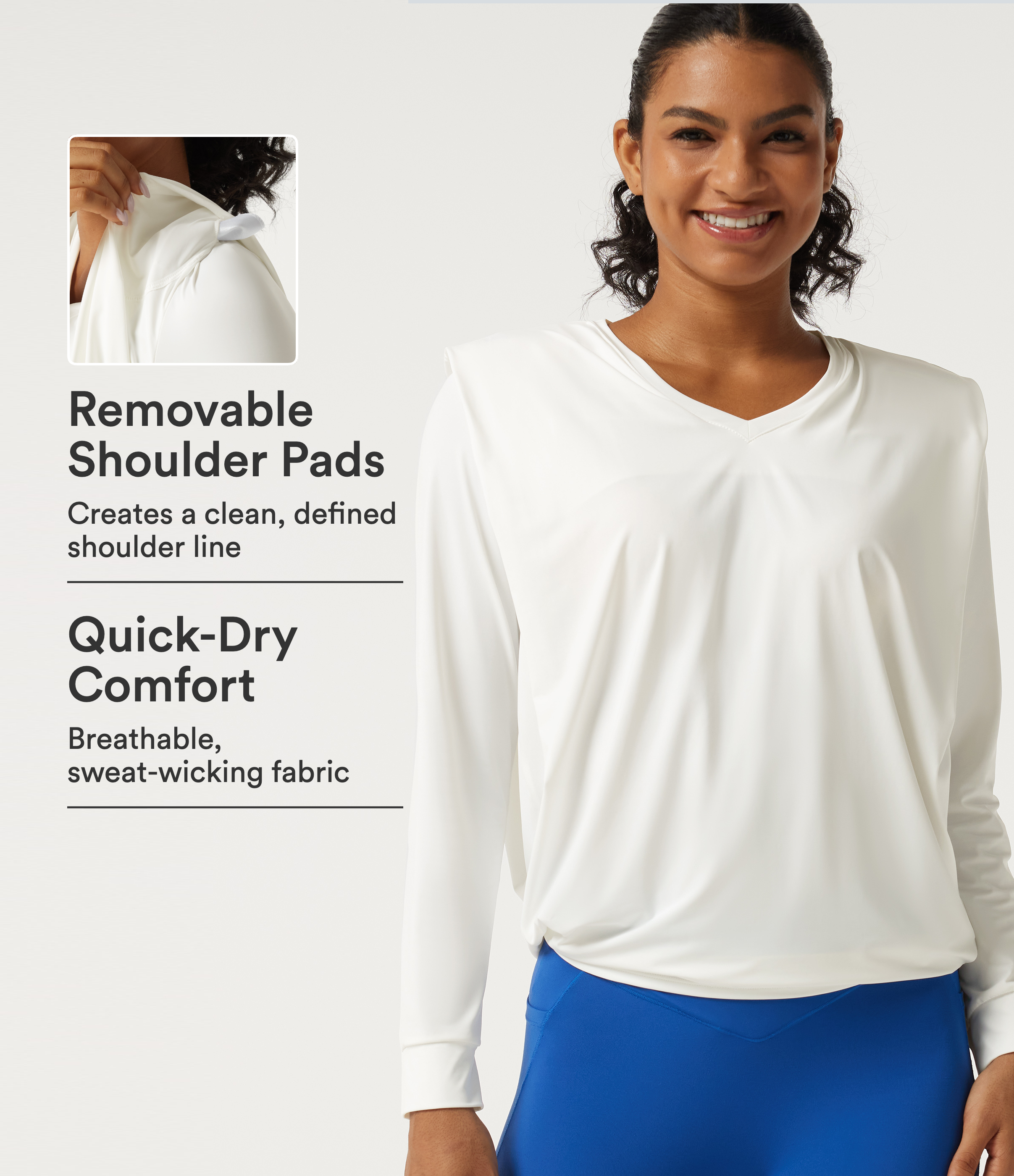V Neck Long Sleeve InstantCool Quick Dry Yoga Sports Top-UPF50+